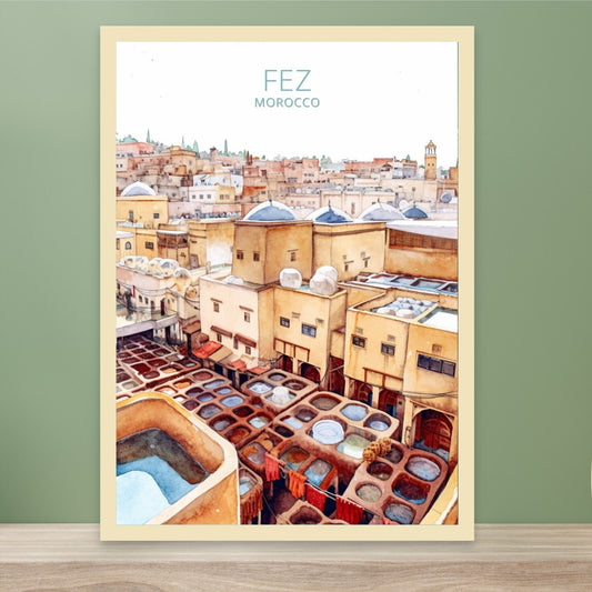 Fez Travel Print | Fez Illustration | Fez Wall Art | Fez Print | Morocco Print | Morocco Home Décor | Fez Poster | Travel gift | ID 013