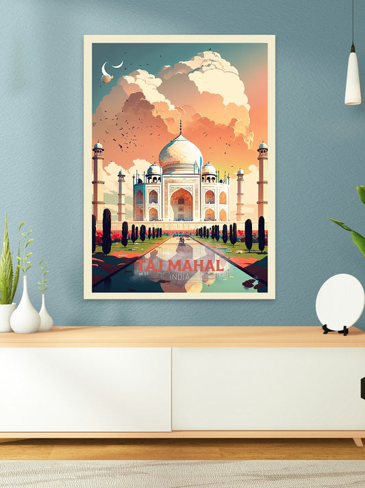 Taj Mahal Travel Print | Taj Mahal Illustration | Taj Mahal Wall Art | India Print | Taj Mahal Print| Taj Mahal India Painting | ID 018