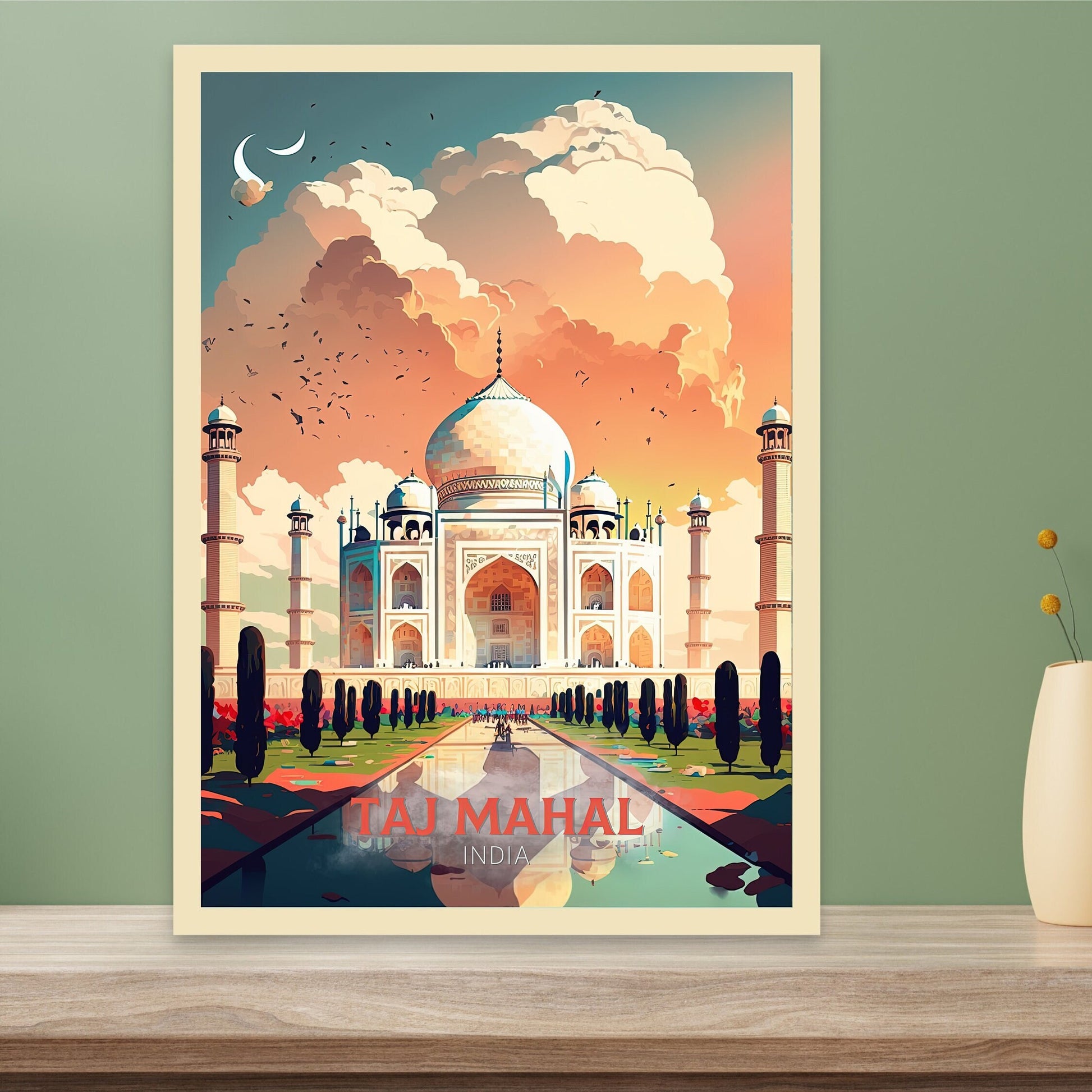 Taj Mahal Travel Print | Taj Mahal Illustration | Taj Mahal Wall Art | India Print | Taj Mahal Print| Taj Mahal India Painting | ID 018