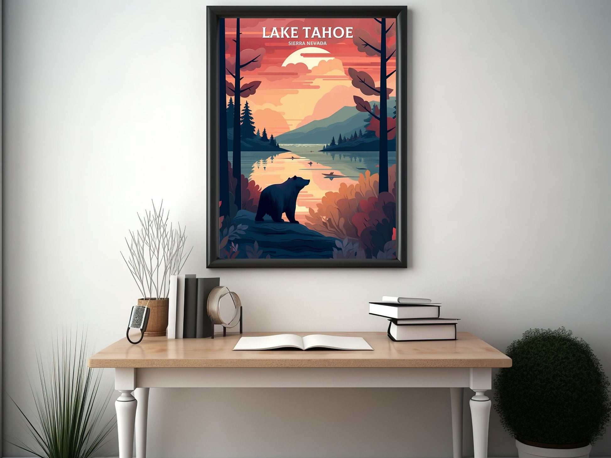 Lake Tahoe Travel Print | Lake Tahoe Illustration | Lake Tahoe Wall Art | Sierra Nevada Print | Lake Tahoe Home Decor | ID 065