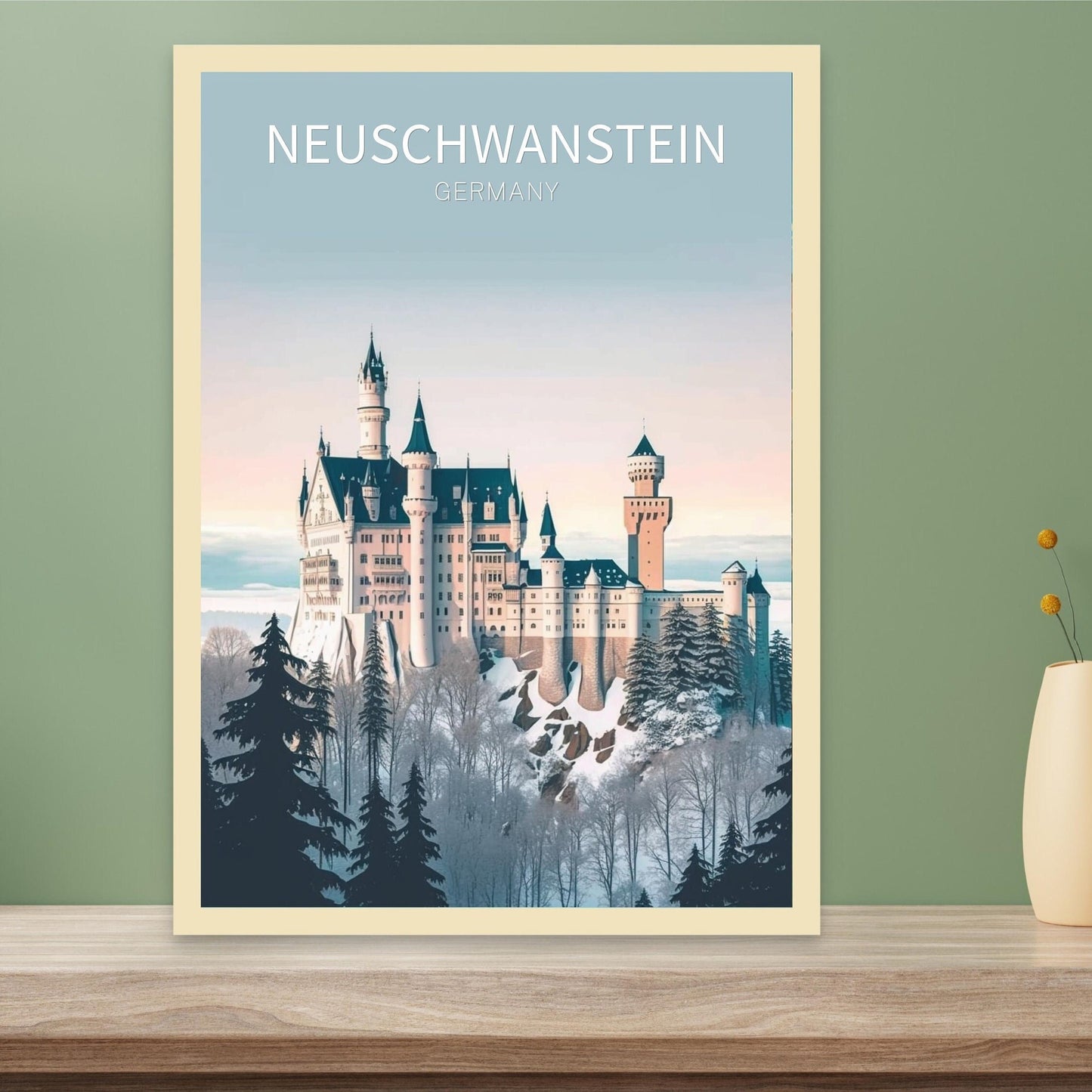 Neuschwanstein Travel Print | Neuschwanstein Illustration | Neuschwanstein Wall Art | Germany Print | Neuschwanstein Print | ID 020