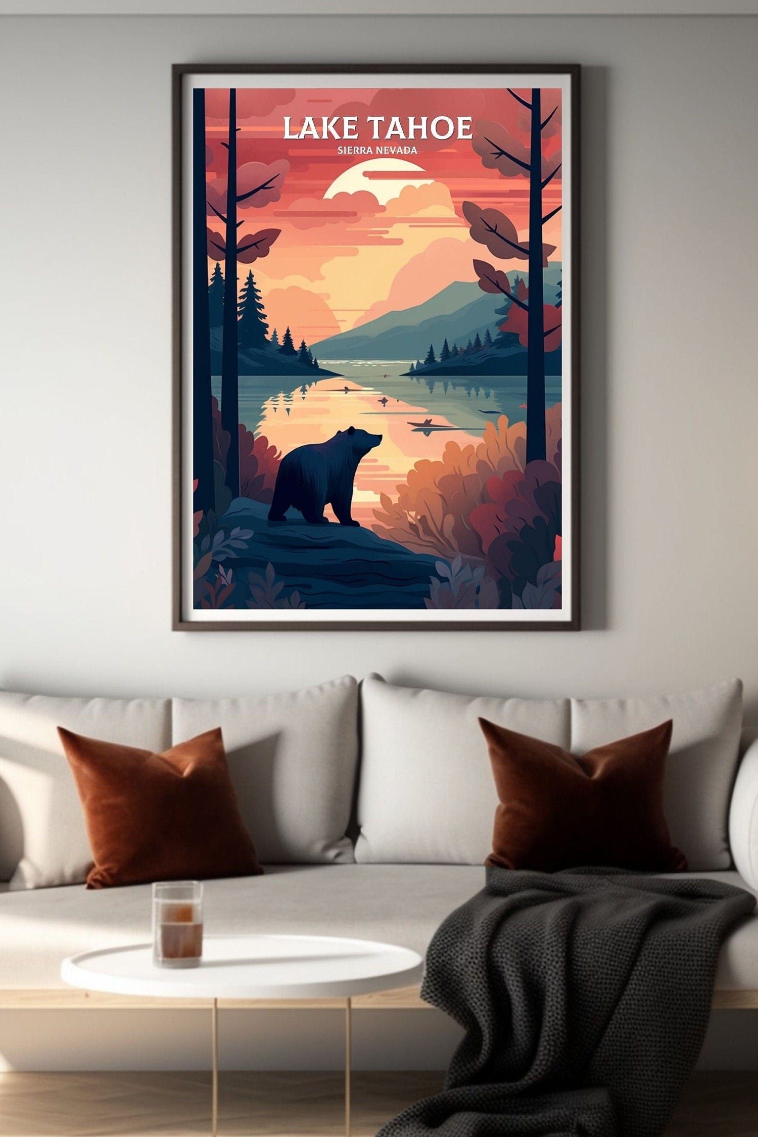 Lake Tahoe Travel Print | Lake Tahoe Illustration | Lake Tahoe Wall Art | Sierra Nevada Print | Lake Tahoe Home Decor | ID 065