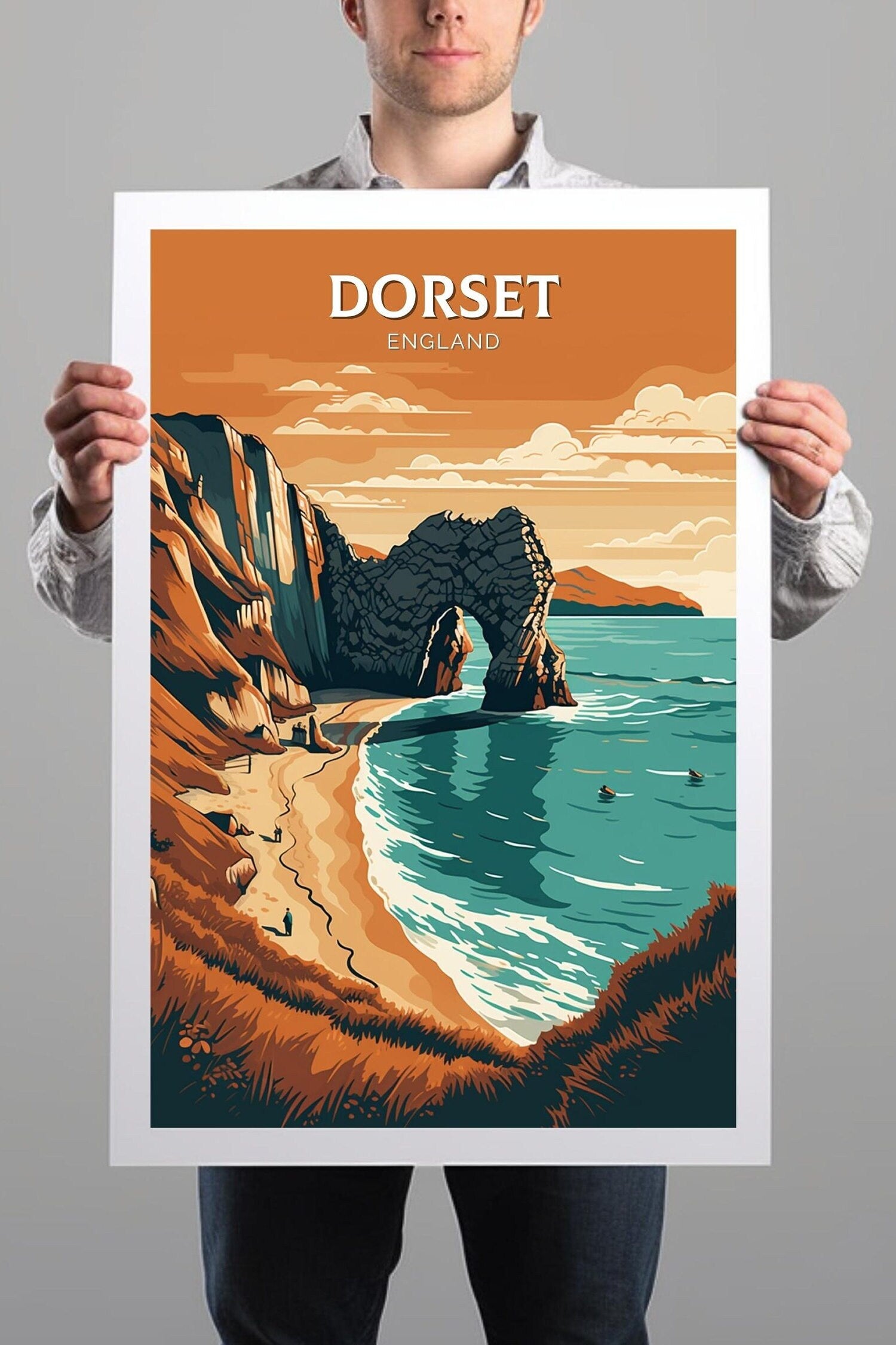 Dorset Travel Print | Dorset Illustration | Dorset Wall Art | England Print | England Home Decor | Dorset Poster | Travel gift | ID 015