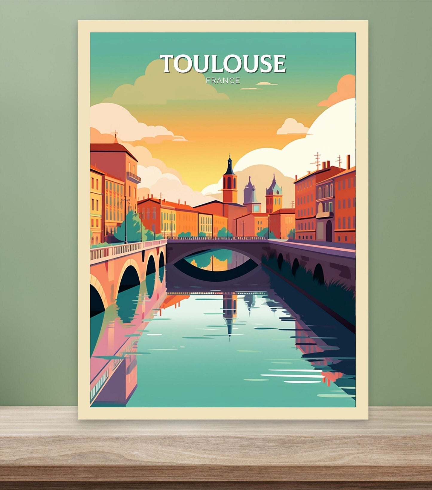 Toulouse Print | Toulouse Poster | Toulouse Wall Art | France Travel Poster | Toulouse Illustration | Cityscape | Toulouse | ID 086