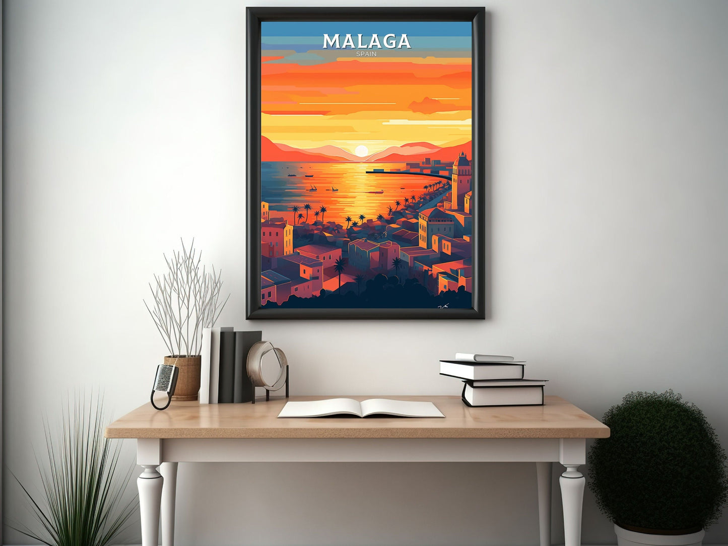 Malaga Print | Malaga Poster | Malaga Wall Art | Spain Travel Poster | Malaga Illustration | Minimalist Cityscape | Spain Print | ID 085