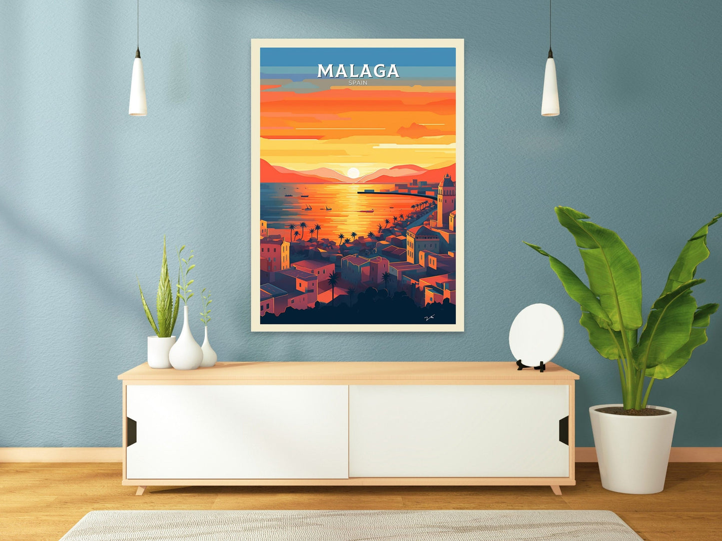 Malaga Print | Malaga Poster | Malaga Wall Art | Spain Travel Poster | Malaga Illustration | Minimalist Cityscape | Spain Print | ID 085