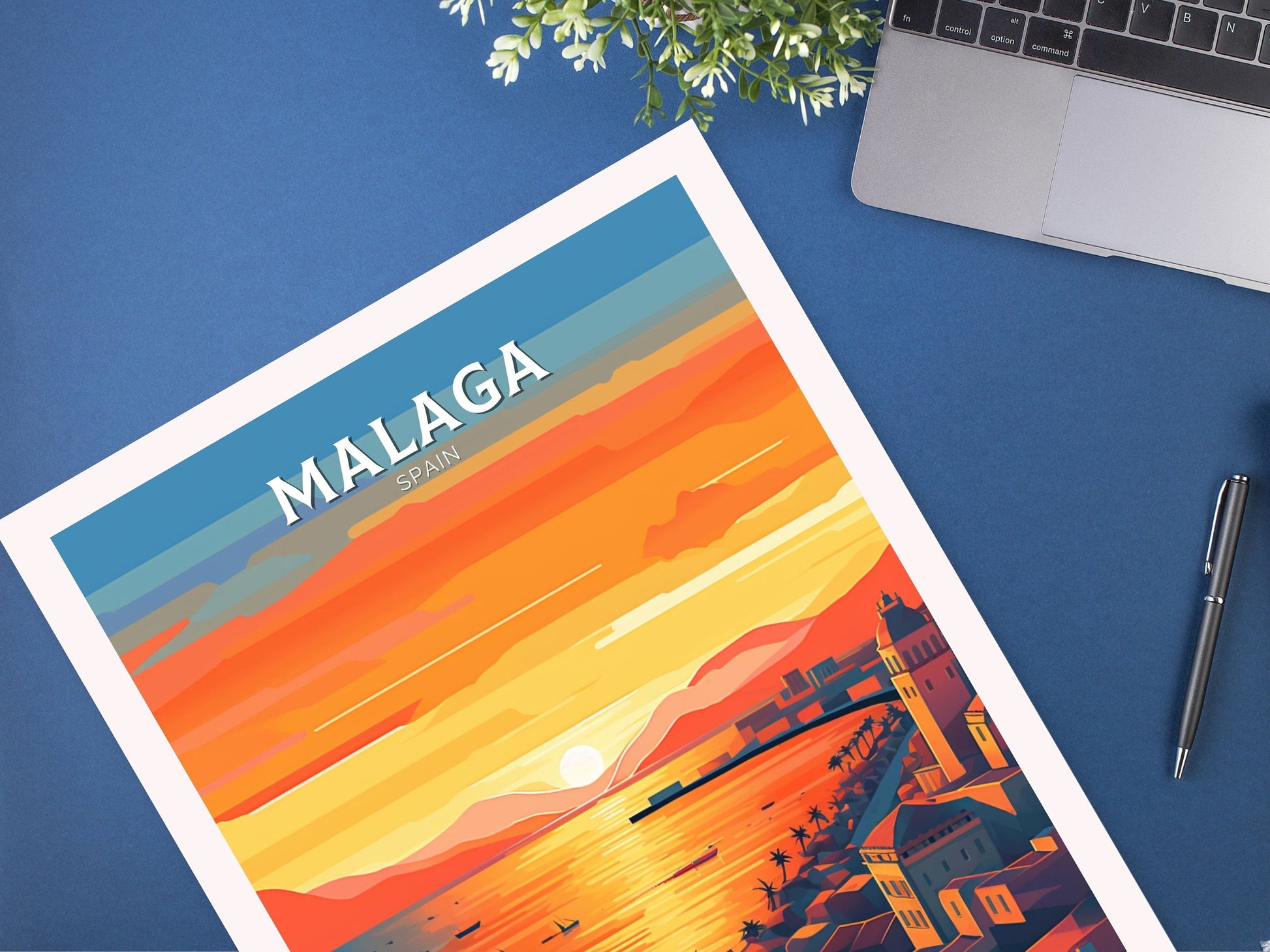 Malaga Print | Malaga Poster | Malaga Wall Art | Spain Travel Poster | Malaga Illustration | Minimalist Cityscape | Spain Print | ID 085