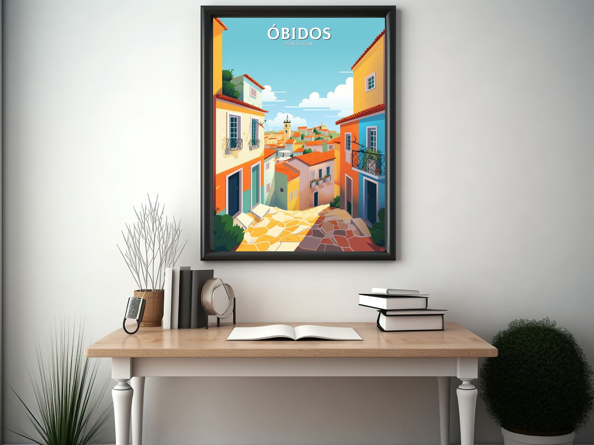 Óbidos Print | Óbidos Poster | Óbidos Wall Art | Portugal Travel Poster | Óbidos Illustration | Portugal Print | Portugal Artwork | ID 088