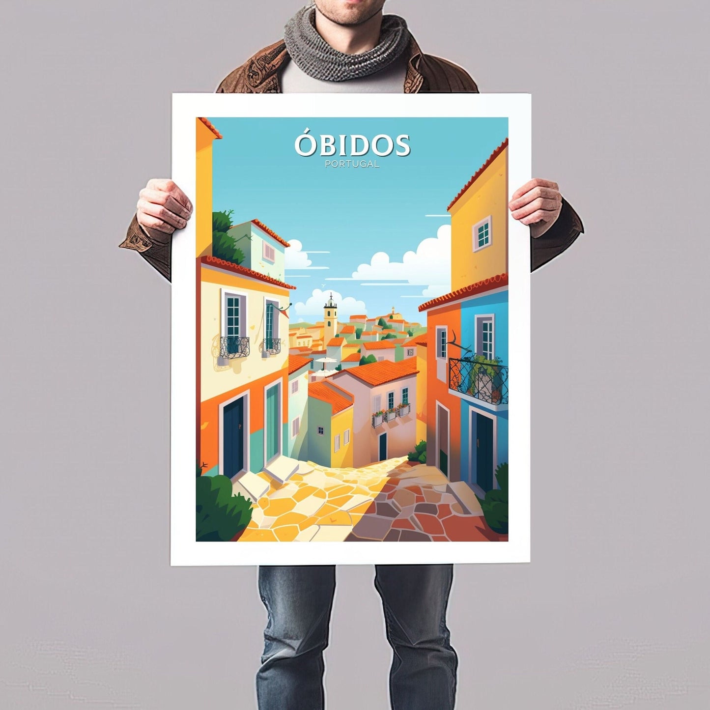 Óbidos Print | Óbidos Poster | Óbidos Wall Art | Portugal Travel Poster | Óbidos Illustration | Portugal Print | Portugal Artwork | ID 088