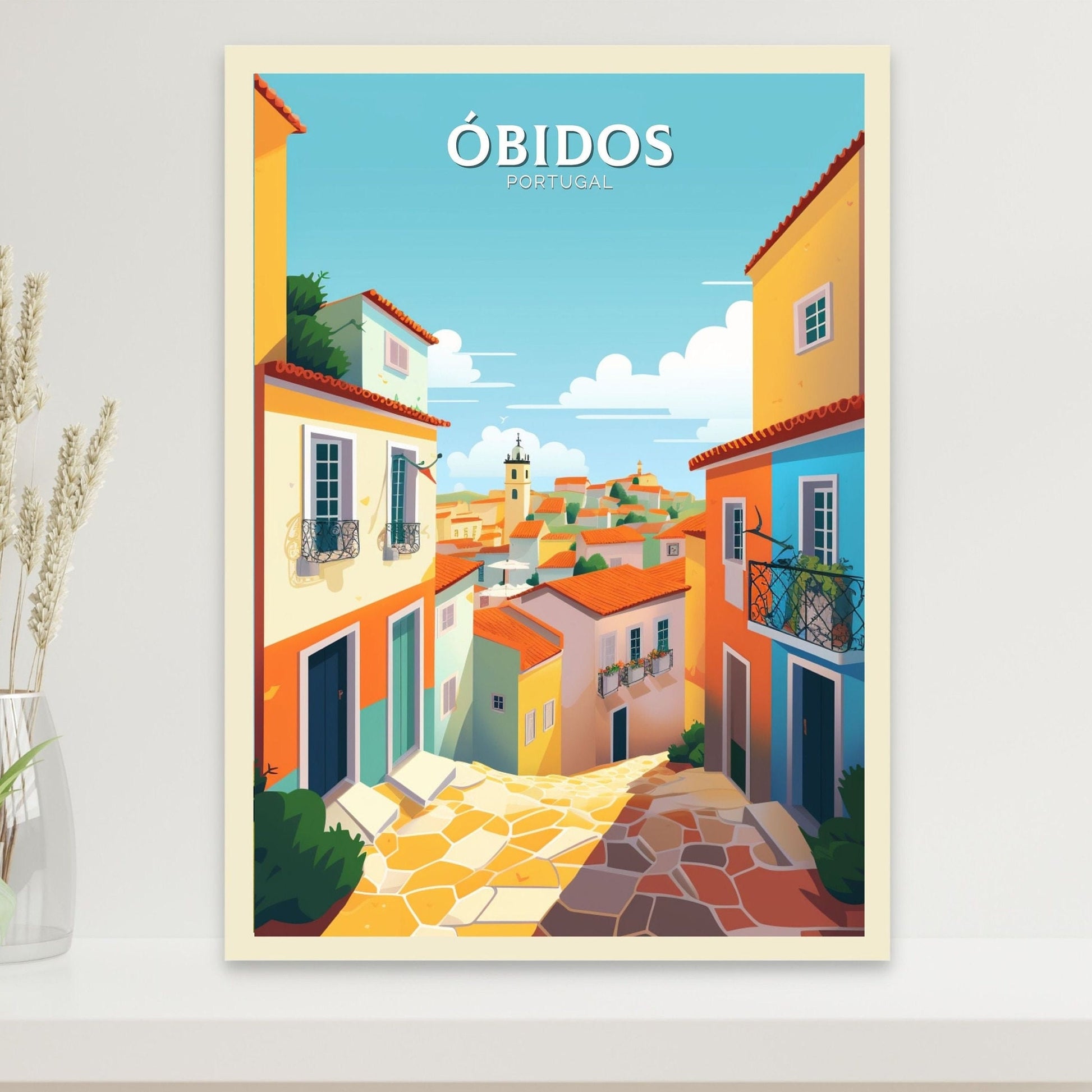 Óbidos Print | Óbidos Poster | Óbidos Wall Art | Portugal Travel Poster | Óbidos Illustration | Portugal Print | Portugal Artwork | ID 088