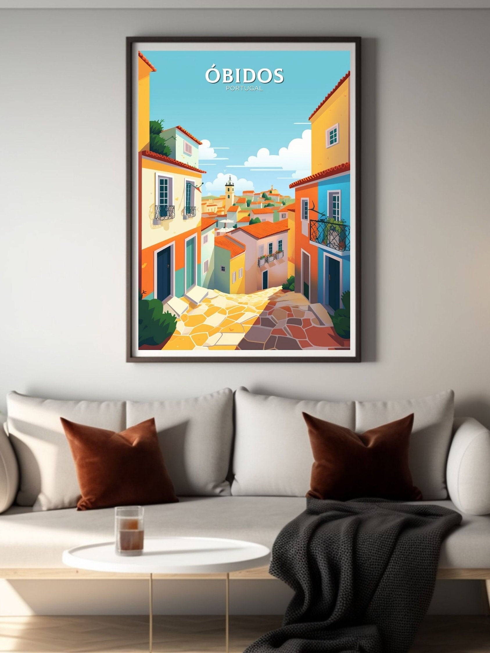 Óbidos Print | Óbidos Poster | Óbidos Wall Art | Portugal Travel Poster | Óbidos Illustration | Portugal Print | Portugal Artwork | ID 088