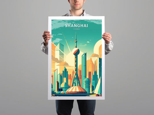 Shanghai Print | Shanghai Poster | Shanghai Illustration | Travel Print | Shanghai Floating Market Poster | Shanghai Hanging Poster | ID 067
