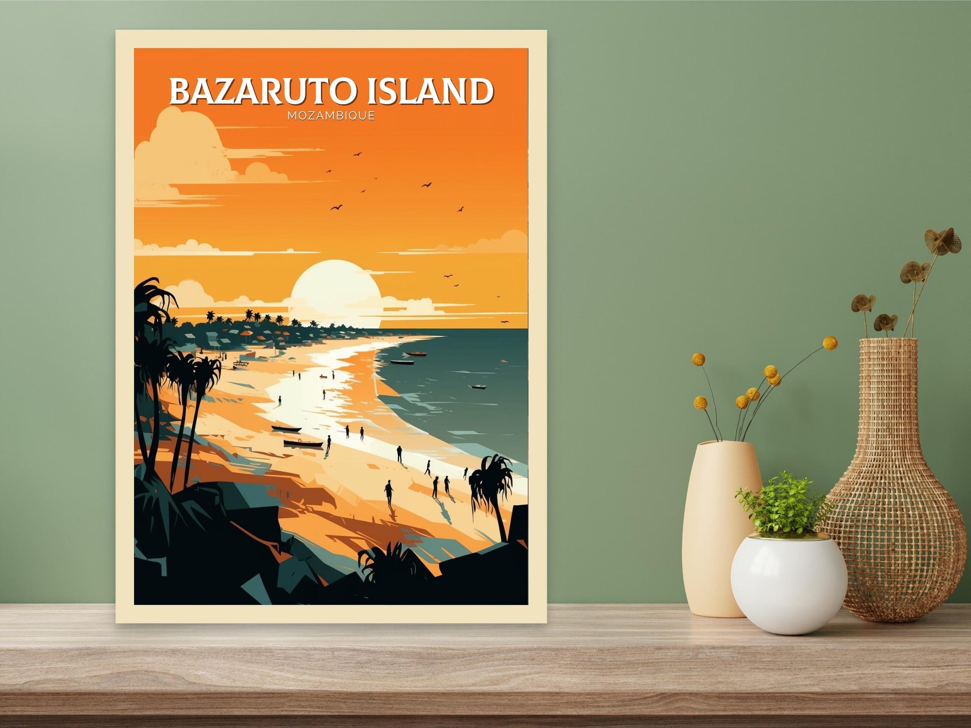 Bazaruto Island Travel Print | Bazaruto Island Illustration | Mozambique Wall Art | Mozambique Print | Mozambique Home Decor | ID 095