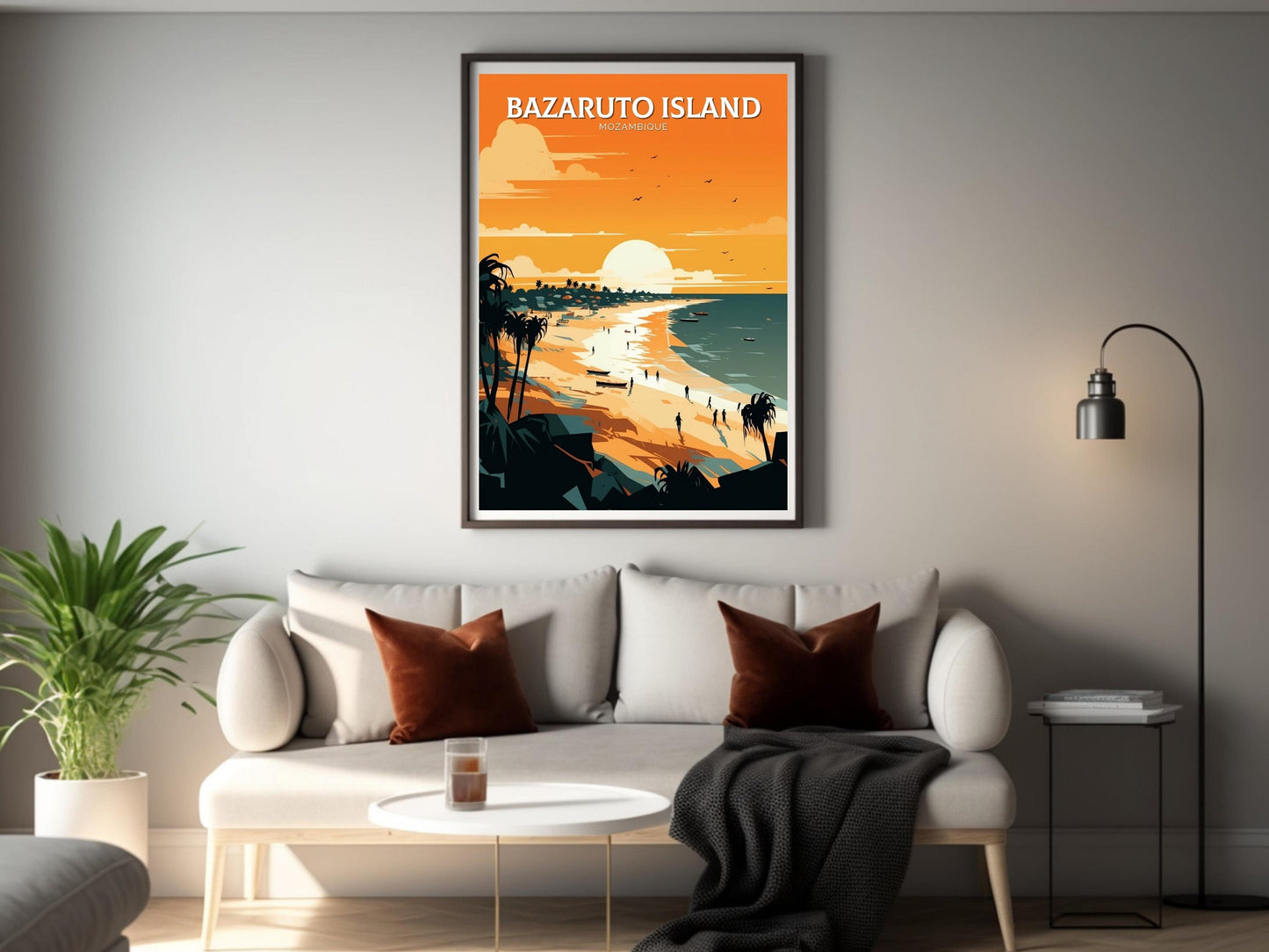 Bazaruto Island Travel Print | Bazaruto Island Illustration | Mozambique Wall Art | Mozambique Print | Mozambique Home Decor | ID 095