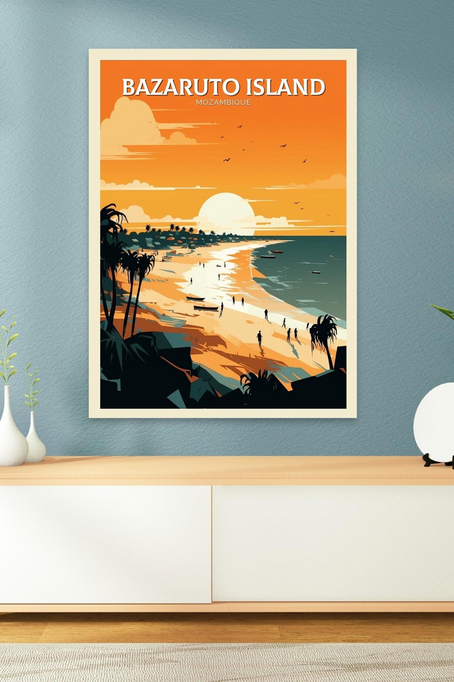 Bazaruto Island Travel Print | Bazaruto Island Illustration | Mozambique Wall Art | Mozambique Print | Mozambique Home Decor | ID 095