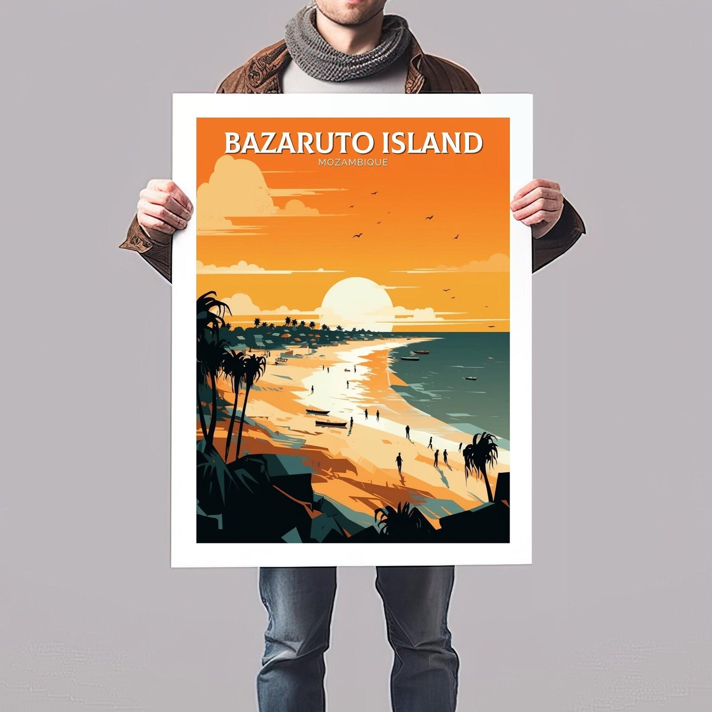 Bazaruto Island Travel Print | Bazaruto Island Illustration | Mozambique Wall Art | Mozambique Print | Mozambique Home Decor | ID 095