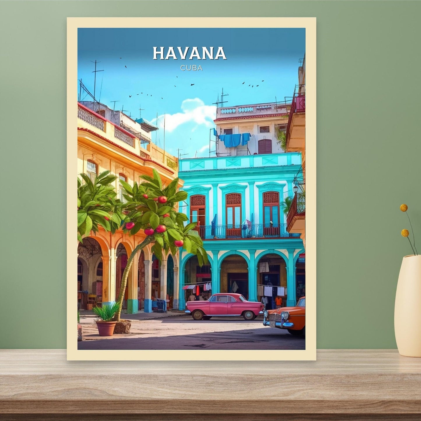 Havana Cuba Travel Poster | Havana Print | Havana Design | Havana Wall Art | Havana Illustration | Havana Poster | Cuba poster Art | ID 104