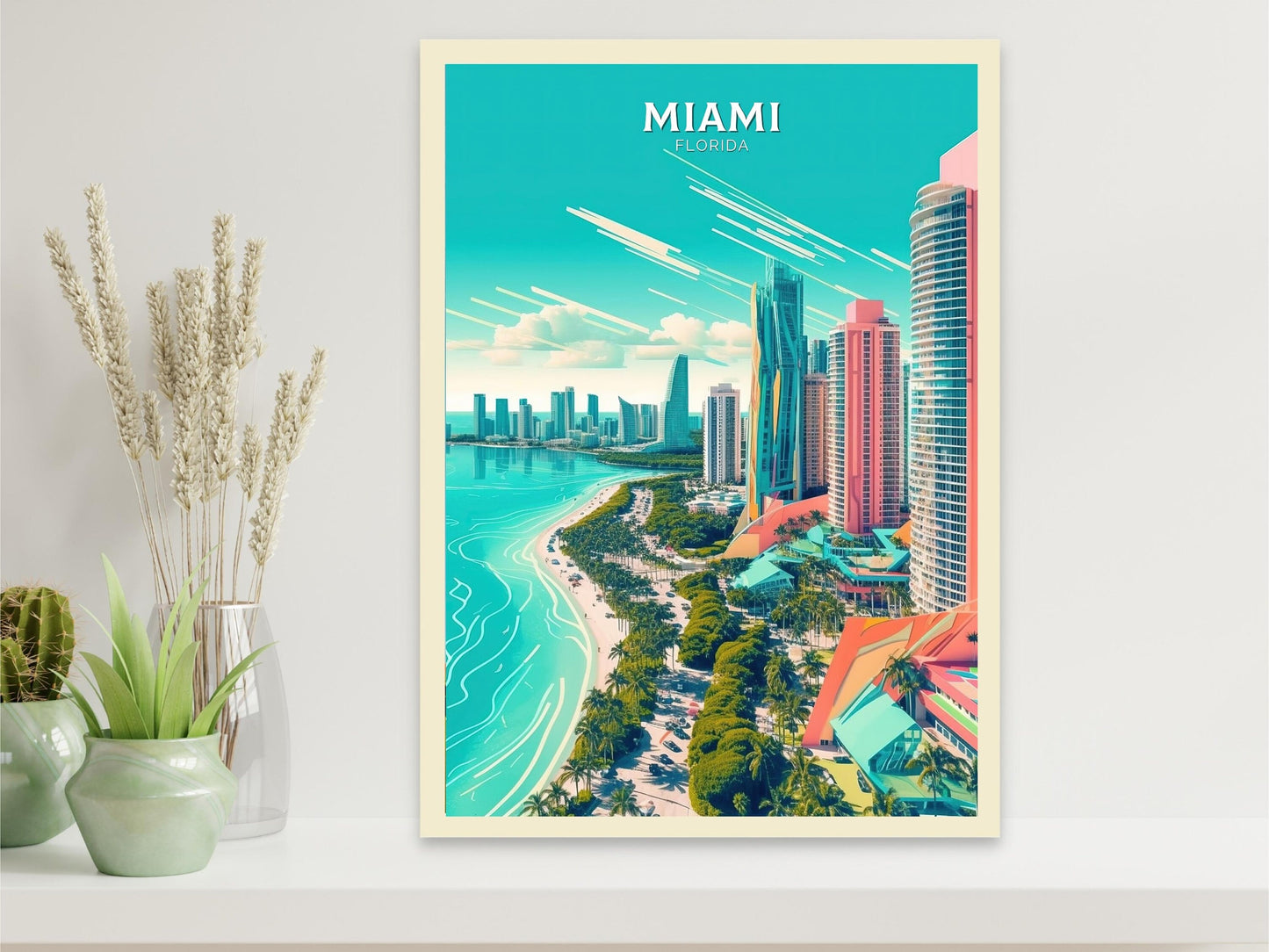 Miami Florida Travel Poster | Miami Print | Miami Design | Miami Wall Art | Miami Illustration | Miami Florida Print | Miami Beach | ID 105