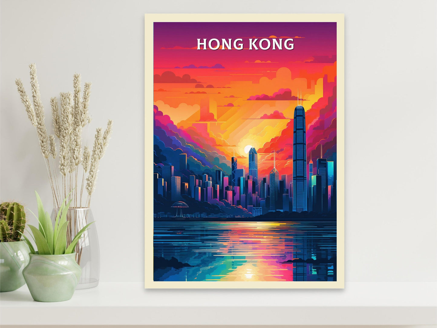 Hong Kong Print | Hong Kong Illustration | Hong Kong skyline | Hong Kong Print | Hong Kong Wall Art | Asia Print | ID 097