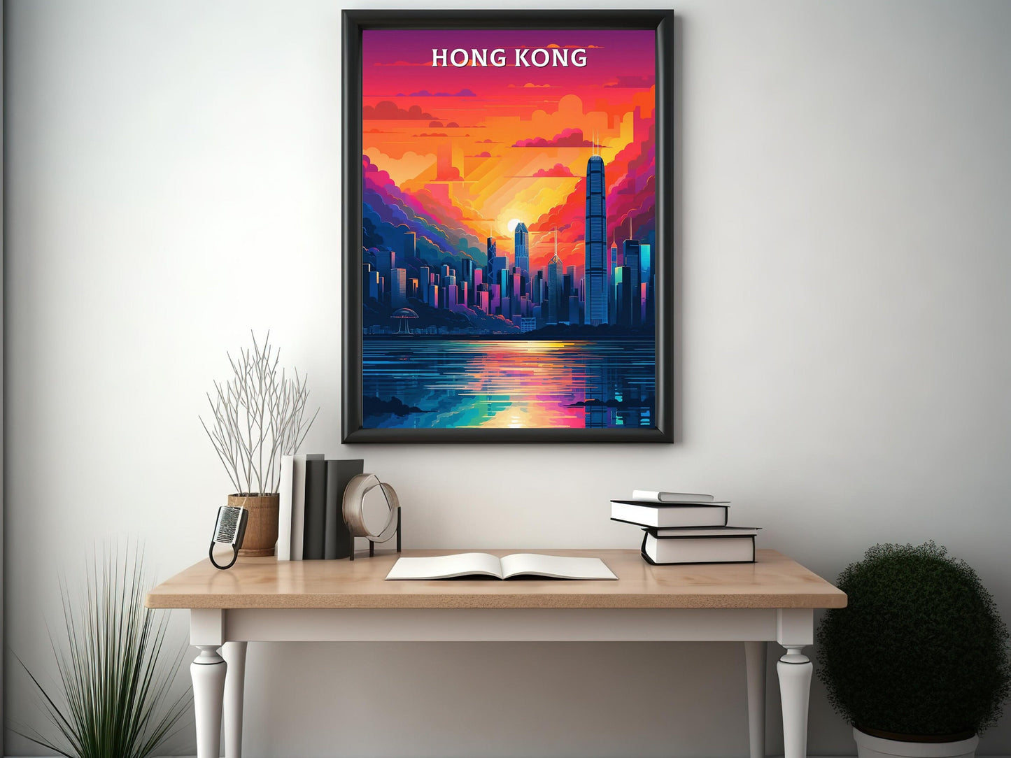 Hong Kong Print | Hong Kong Illustration | Hong Kong skyline | Hong Kong Print | Hong Kong Wall Art | Asia Print | ID 097