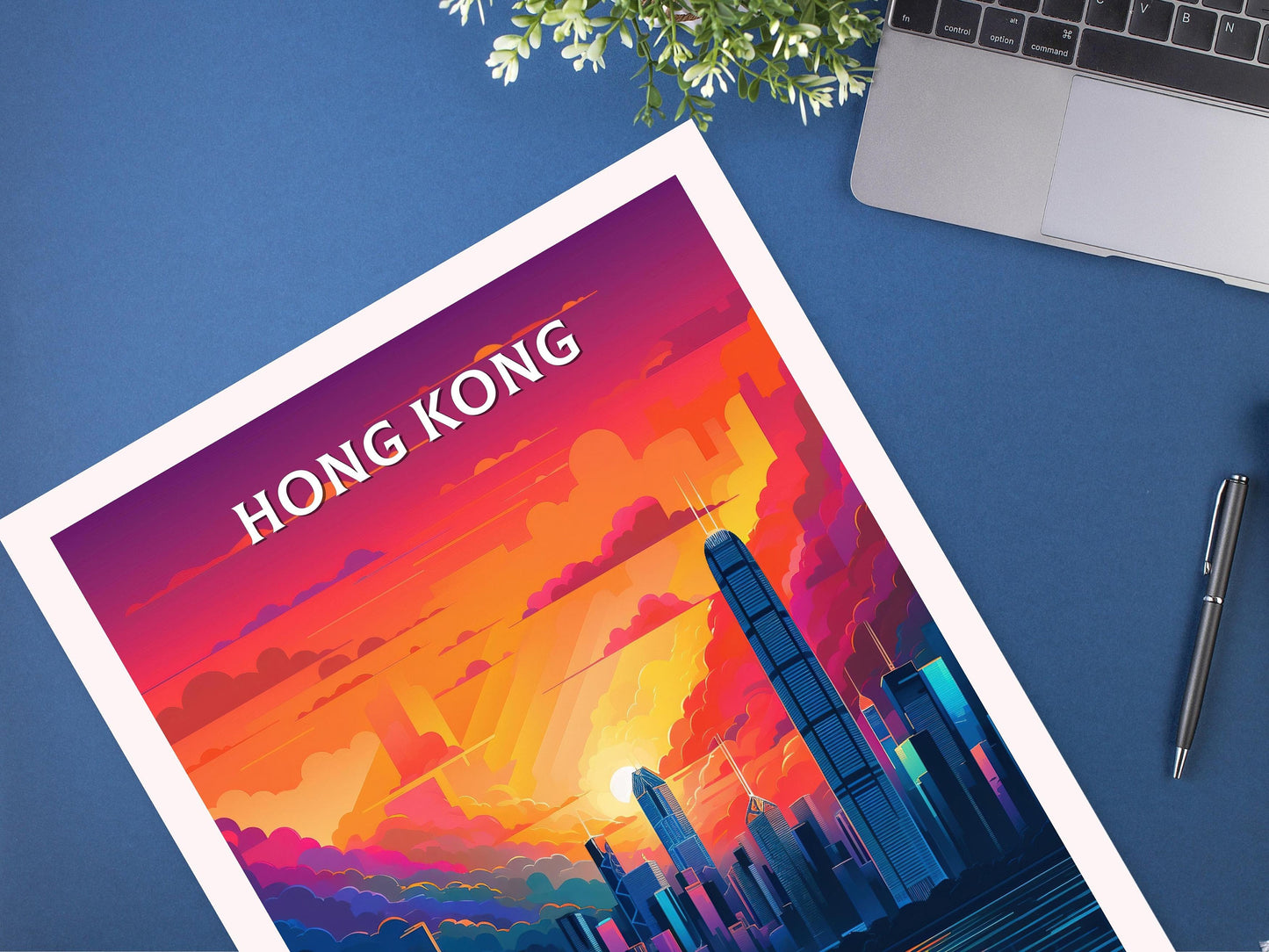 Hong Kong Print | Hong Kong Illustration | Hong Kong skyline | Hong Kong Print | Hong Kong Wall Art | Asia Print | ID 097