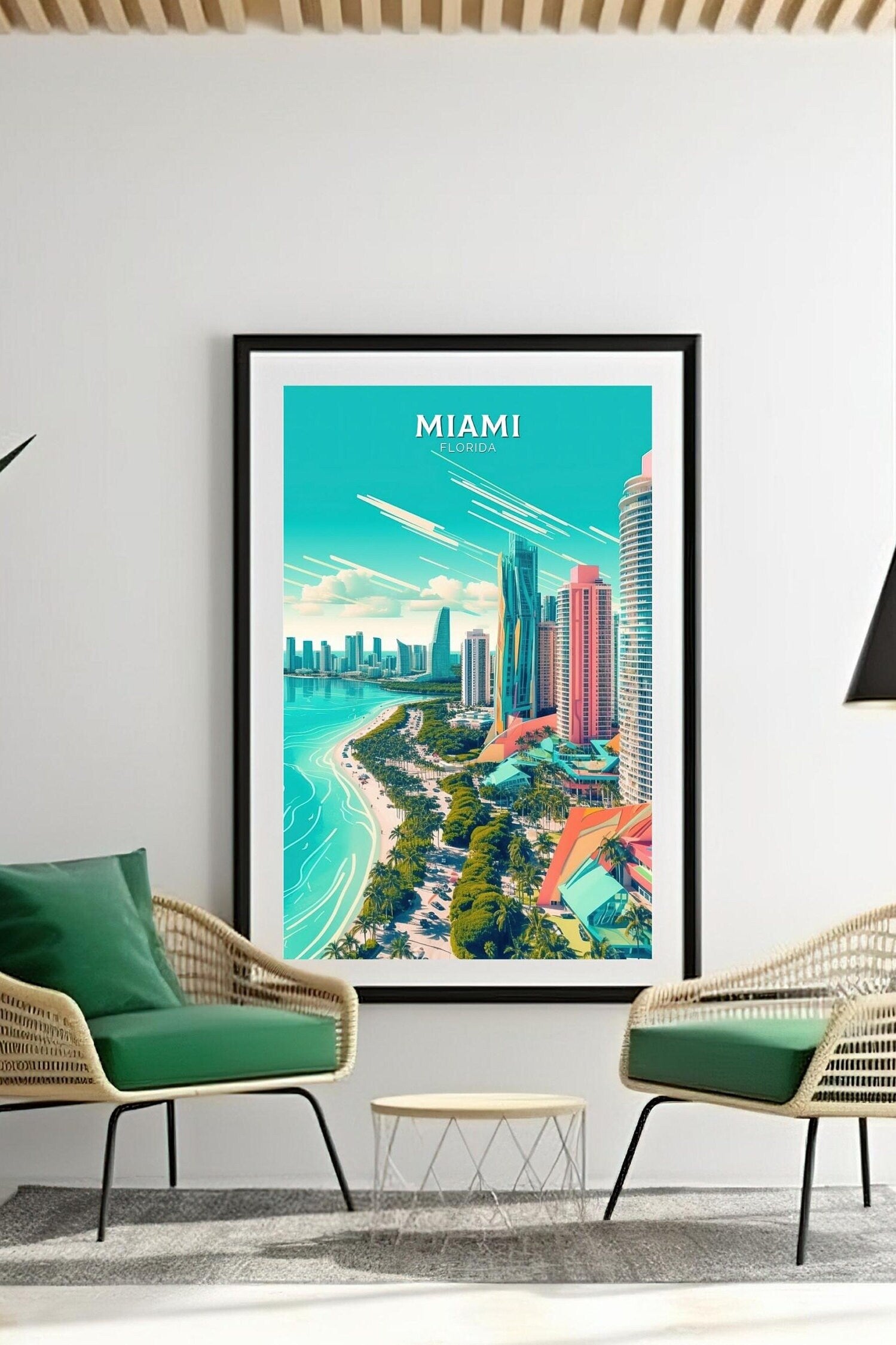 Miami Florida Travel Poster | Miami Print | Miami Design | Miami Wall Art | Miami Illustration | Miami Florida Print | Miami Beach | ID 105