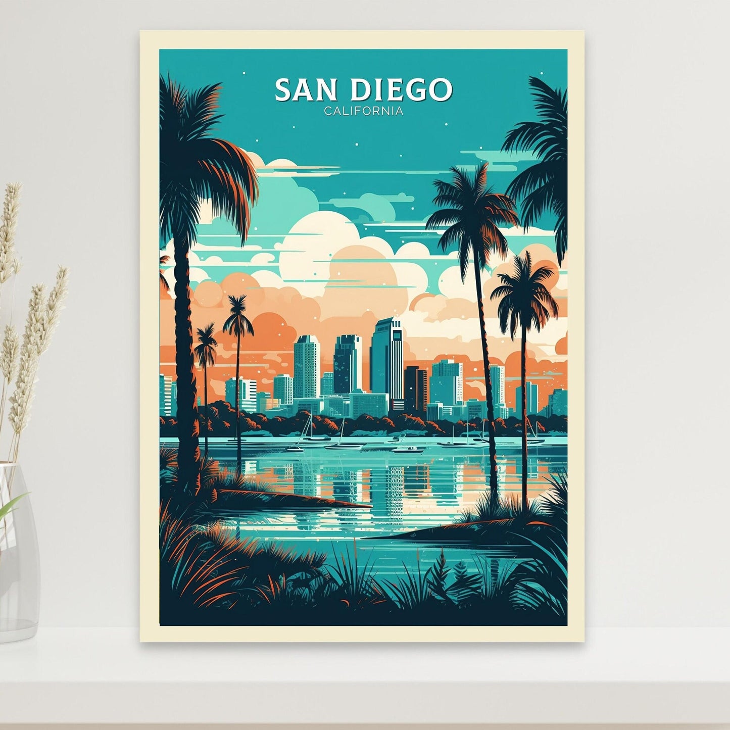 San Diego Travel Poster | San Diego Print | San Diego Design | San Diego Wall Art | San Diego Illustration | California Print | ID 106