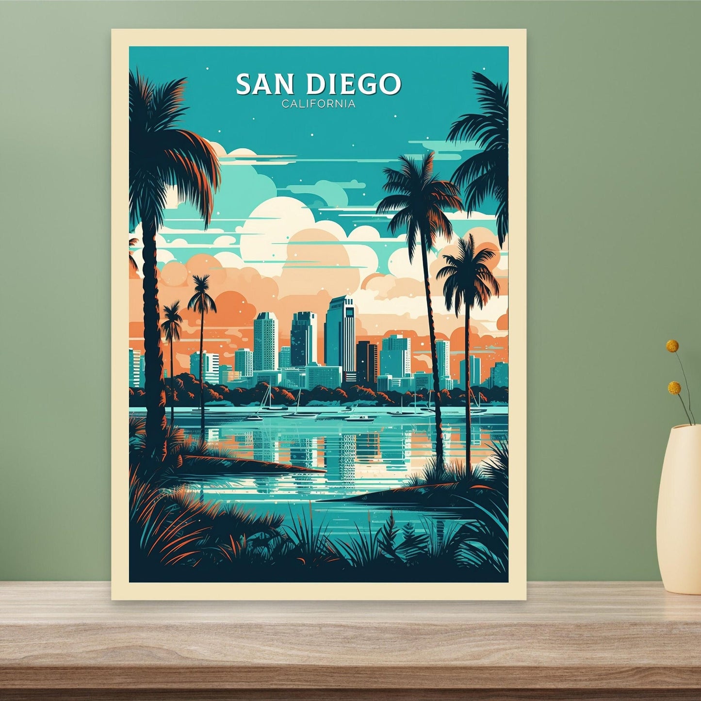 San Diego Travel Poster | San Diego Print | San Diego Design | San Diego Wall Art | San Diego Illustration | California Print | ID 106