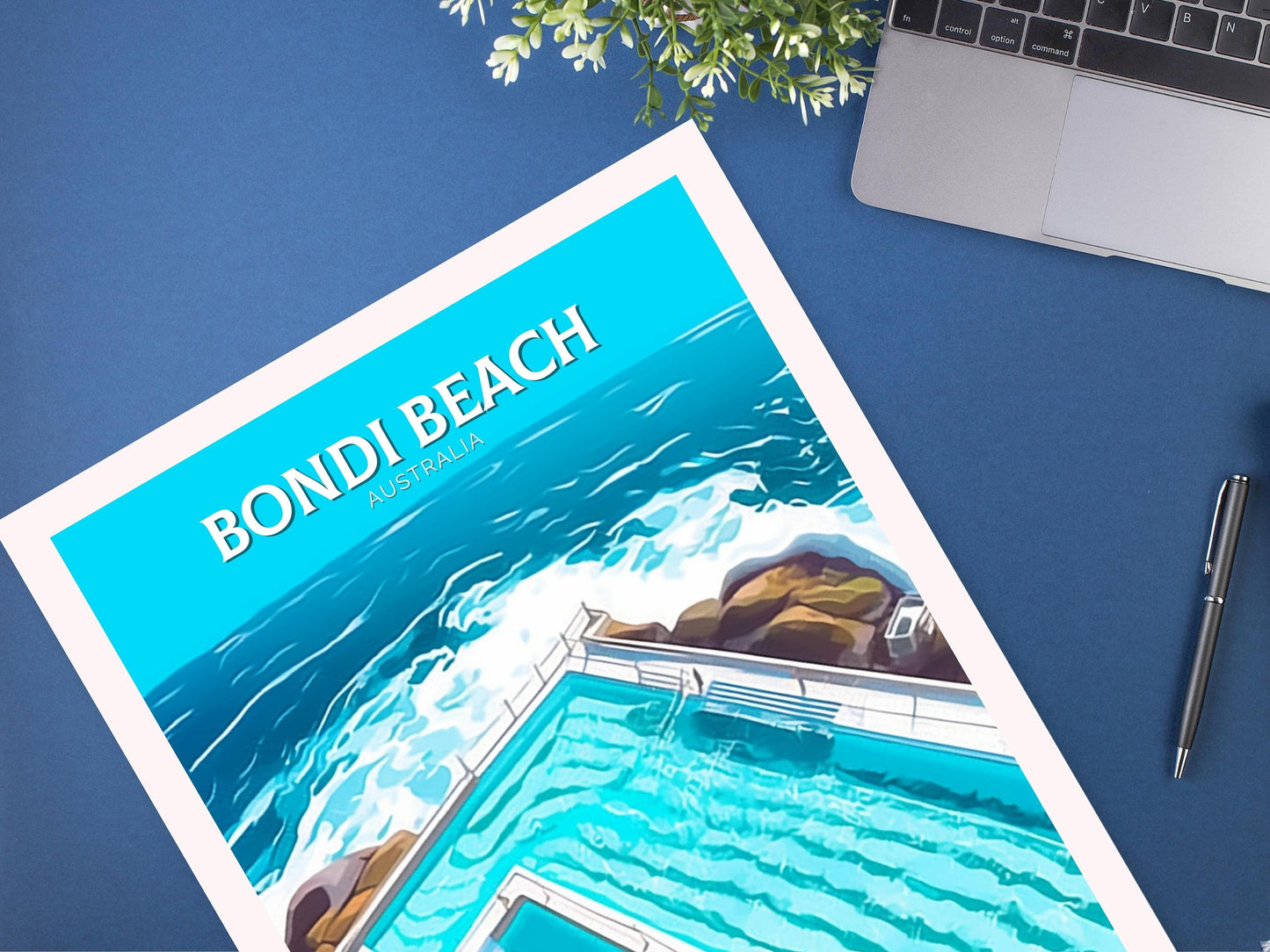 Bondi Beach Print | Bondi Beach Illustration | Bondi Beach Pools | Australia Print | Australia Wall Art | ID 099