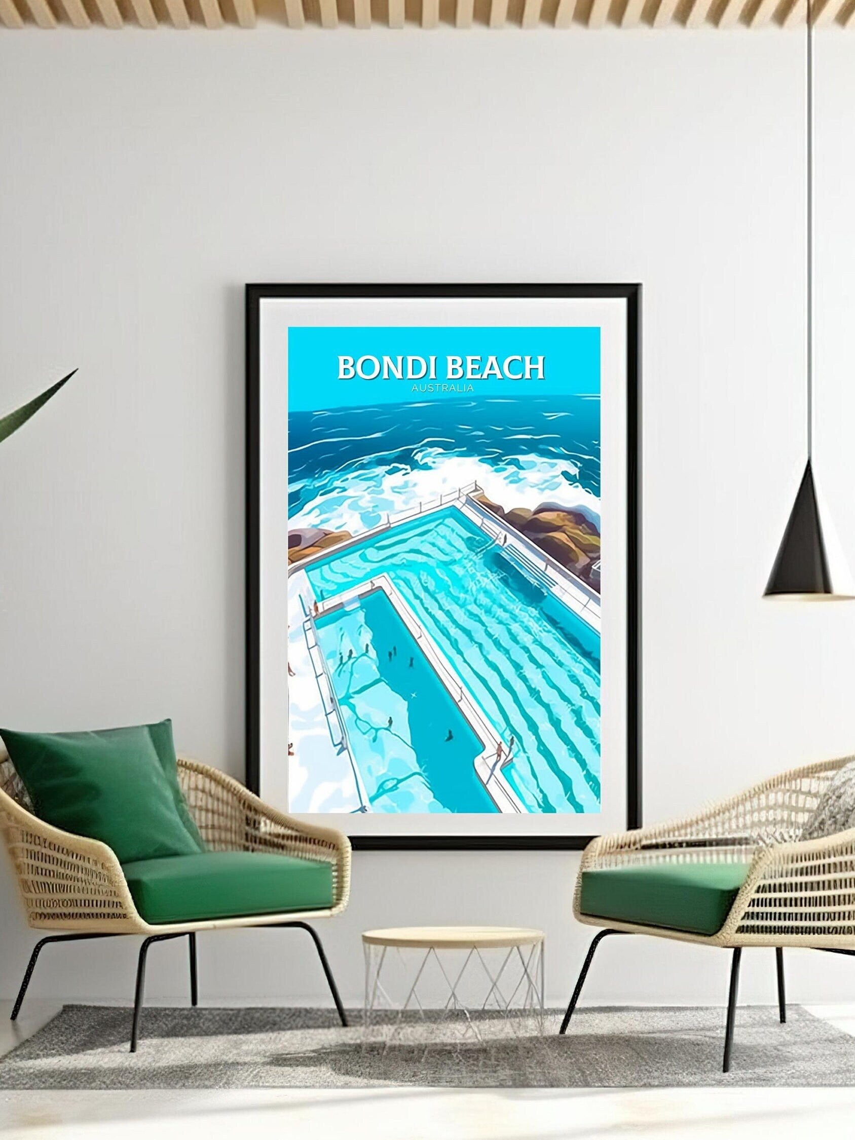 Bondi Beach Print | Bondi Beach Illustration | Bondi Beach Pools | Australia Print | Australia Wall Art | ID 099