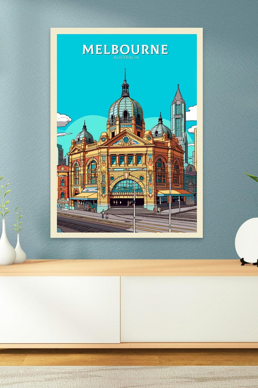 Melbourne Print | Melbourne Illustration | Melbourne Station | Australia Print | Australia Wall Art | Australia Poster | ID 108