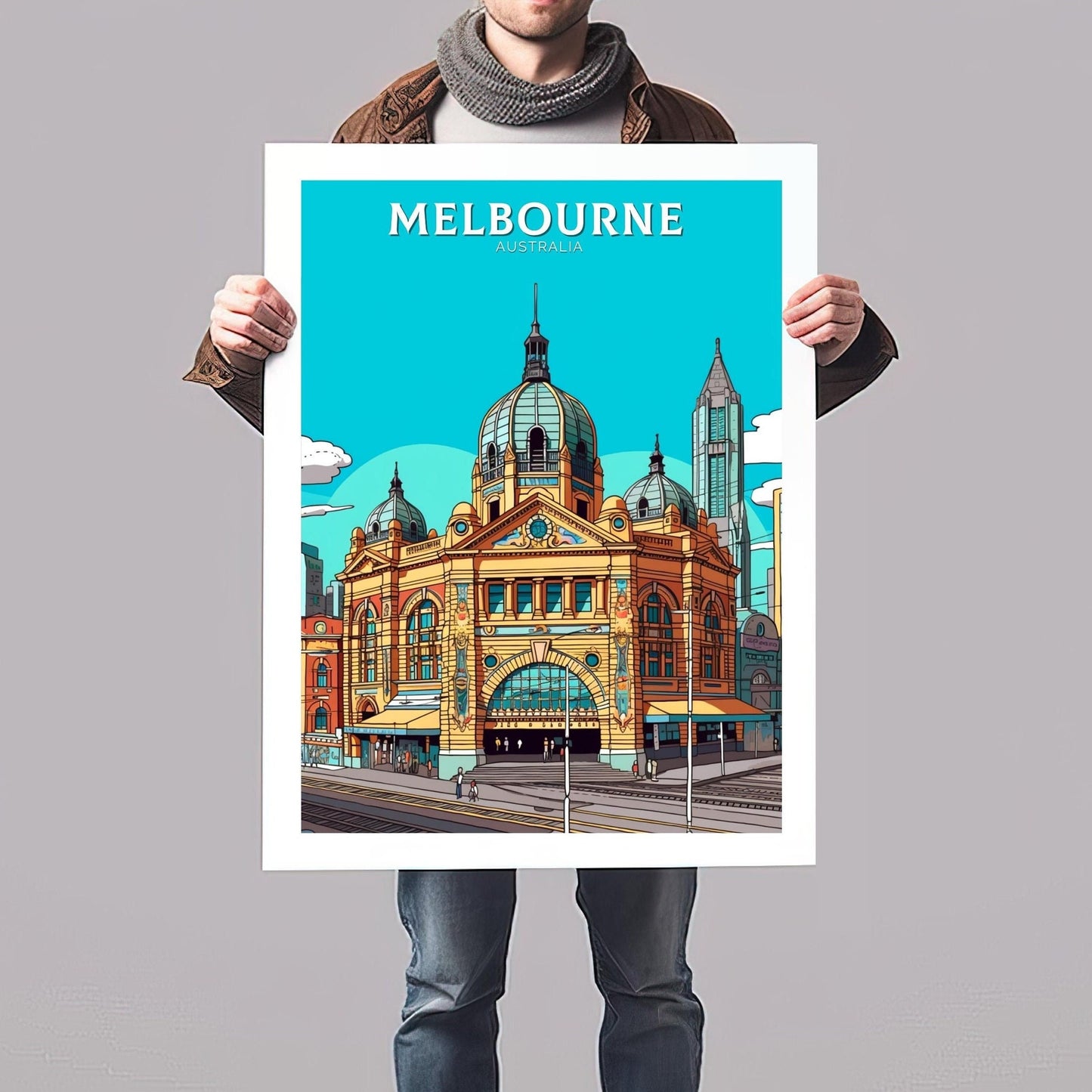 Melbourne Print | Melbourne Illustration | Melbourne Station | Australia Print | Australia Wall Art | Australia Poster | ID 108