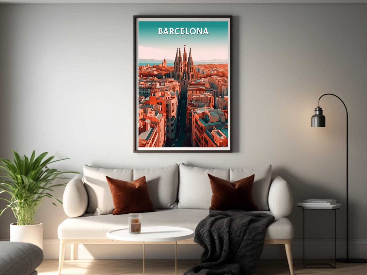 Barcelona Print | Barcelona Travel Poster | Barcelona Illustration | Barcelona Wall Art | Spain Print | Barcelona Spain Painting | ID 109