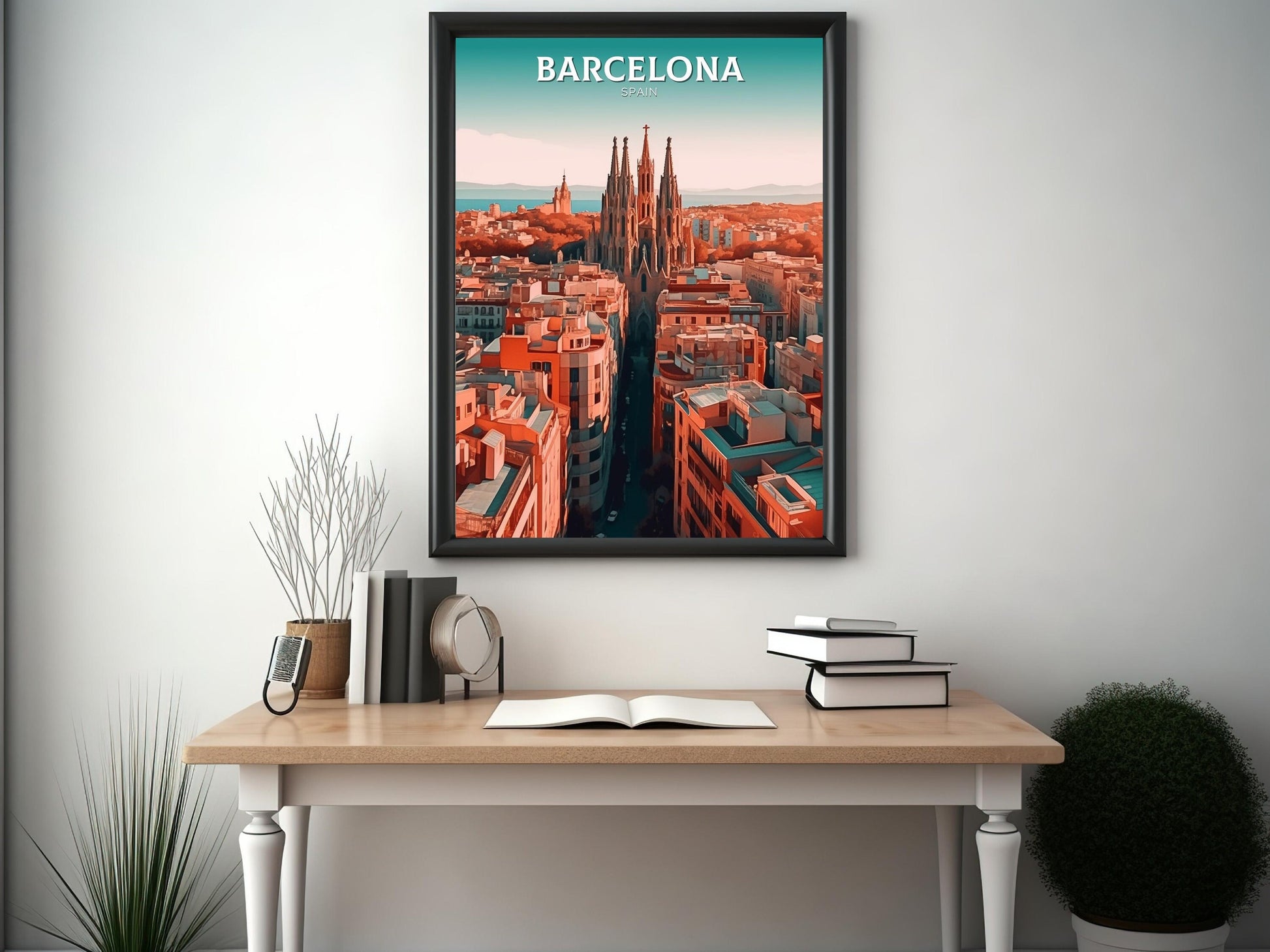 Barcelona Print | Barcelona Travel Poster | Barcelona Illustration | Barcelona Wall Art | Spain Print | Barcelona Spain Painting | ID 109