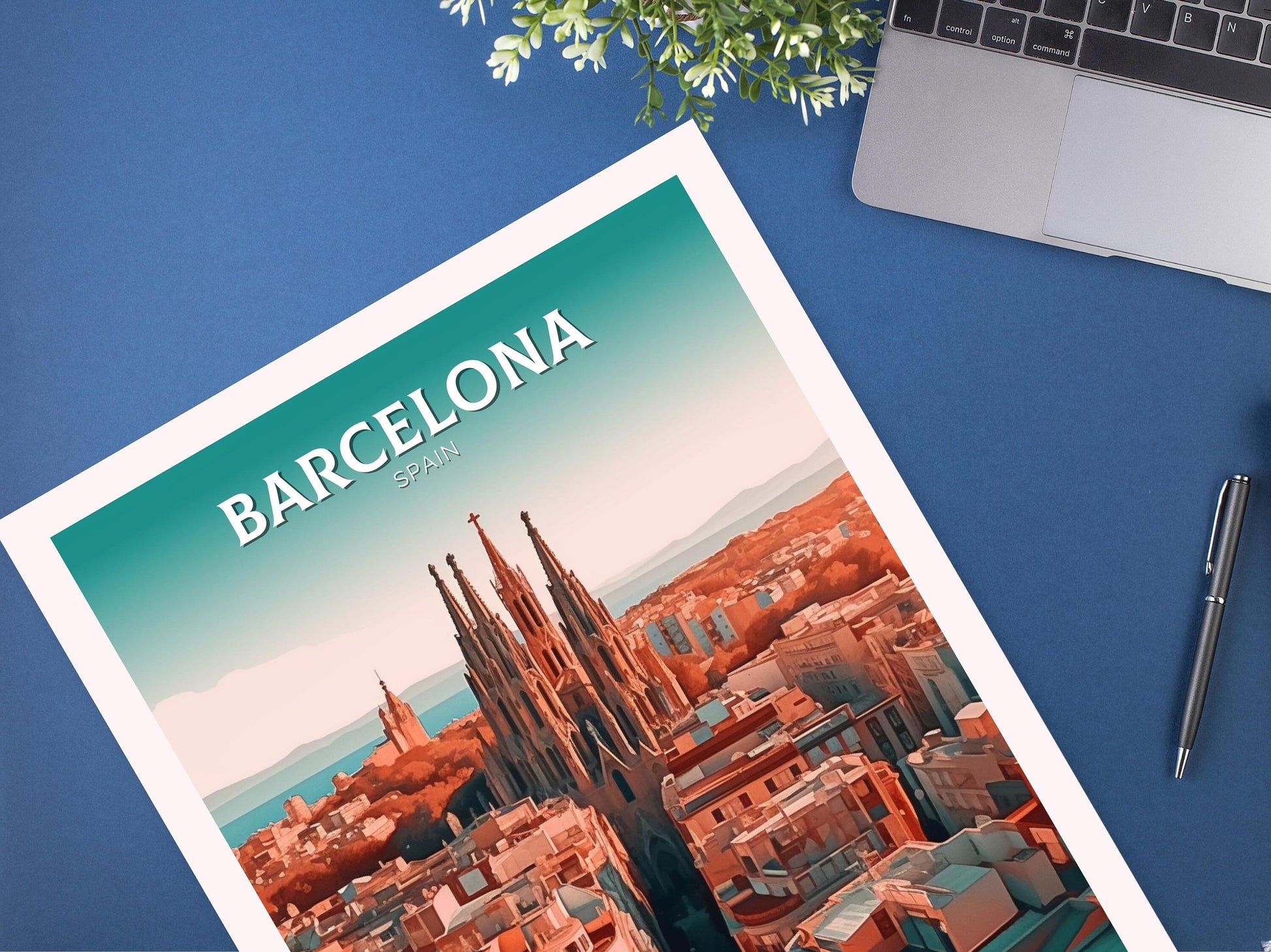 Barcelona Print | Barcelona Travel Poster | Barcelona Illustration | Barcelona Wall Art | Spain Print | Barcelona Spain Painting | ID 109