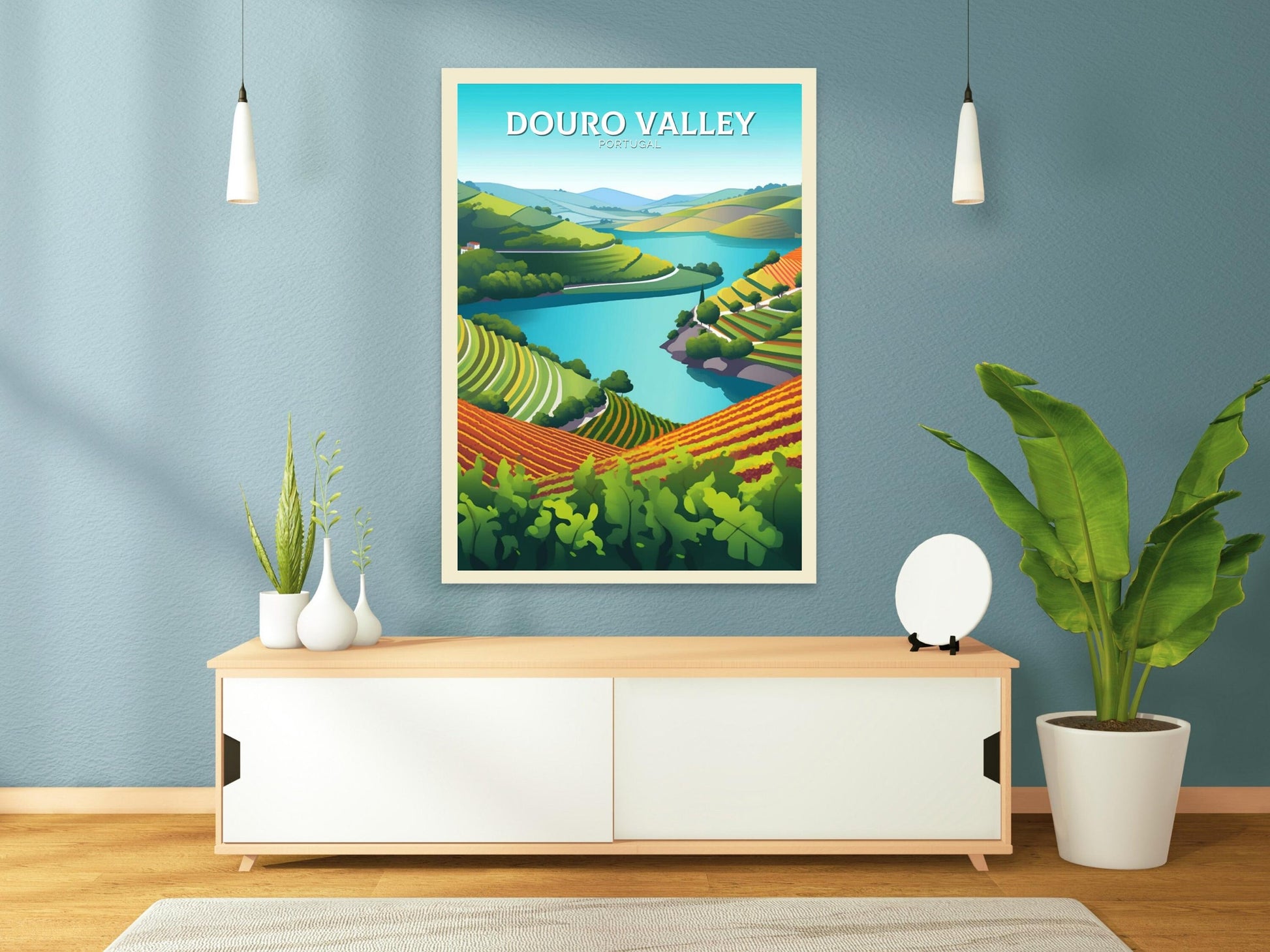 Douro Valley Poster | Douro Valley Print| Douro Illustration | Douro Painting | Portugal Wall Art | Douro Valley Travel Print | ID 111