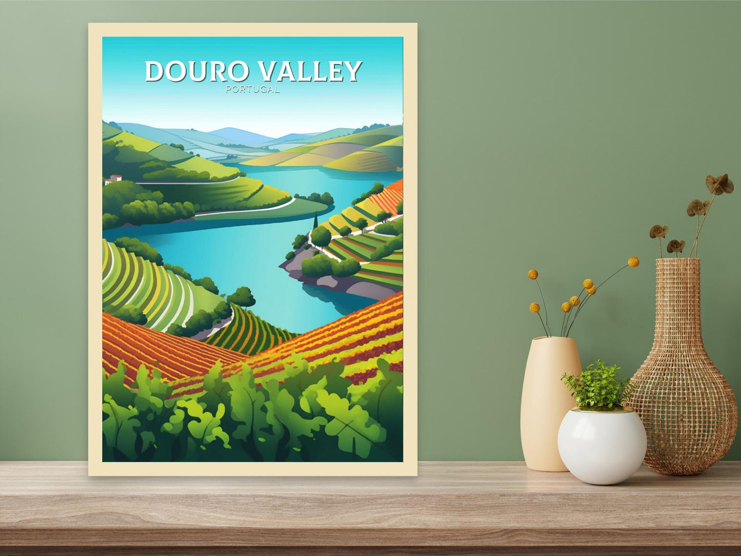 Douro Valley Poster | Douro Valley Print| Douro Illustration | Douro Painting | Portugal Wall Art | Douro Valley Travel Print | ID 111