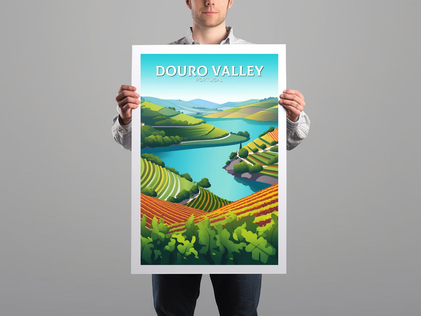 Douro Valley Poster | Douro Valley Print| Douro Illustration | Douro Painting | Portugal Wall Art | Douro Valley Travel Print | ID 111