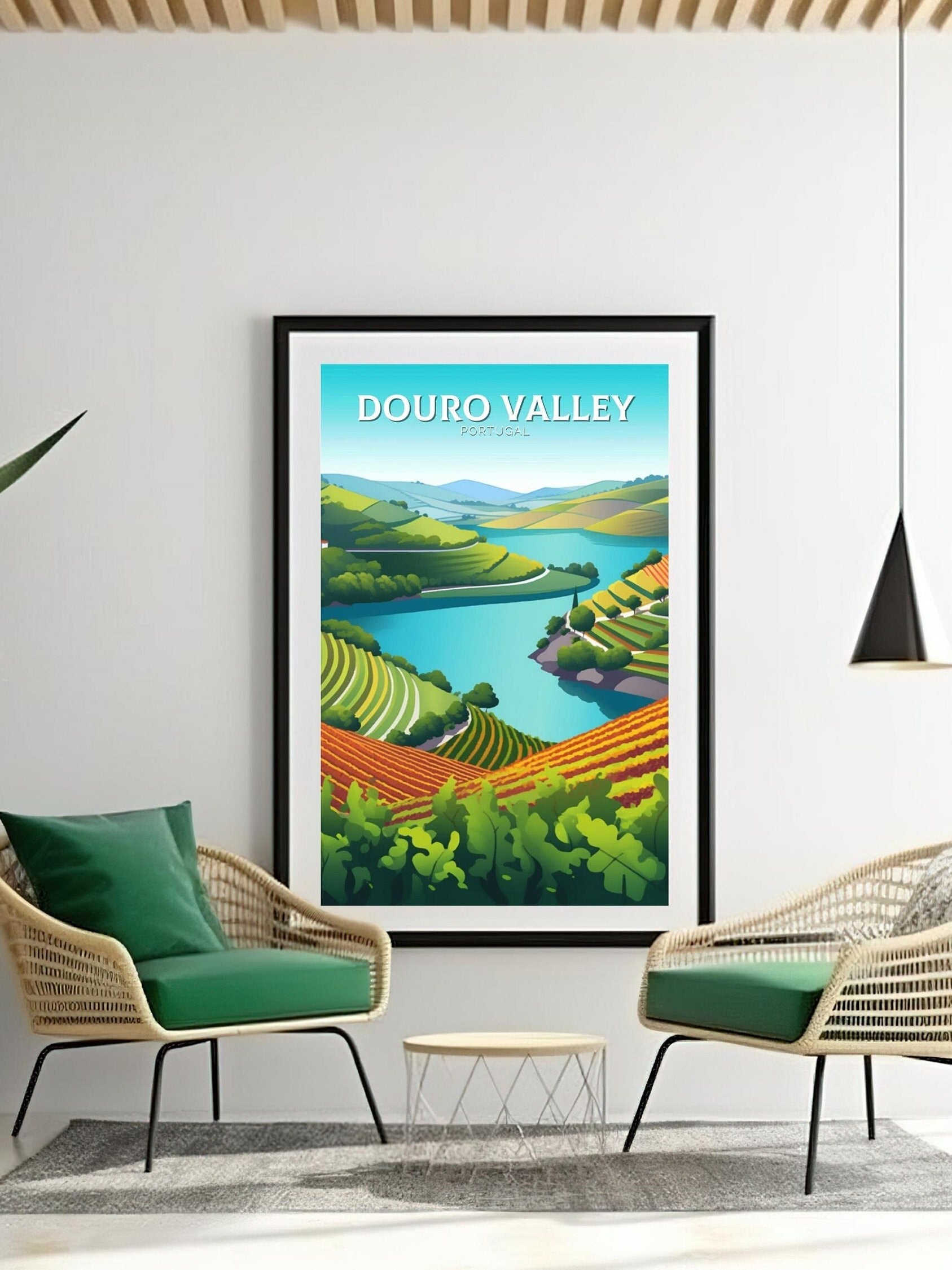 Douro Valley Poster | Douro Valley Print| Douro Illustration | Douro Painting | Portugal Wall Art | Douro Valley Travel Print | ID 111