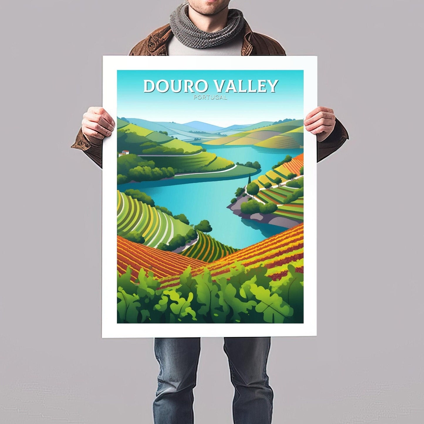 Douro Valley Poster | Douro Valley Print| Douro Illustration | Douro Painting | Portugal Wall Art | Douro Valley Travel Print | ID 111