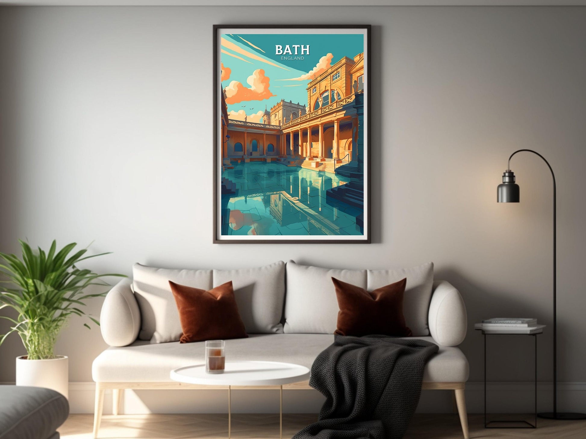 Bath Travel Print | Bath Poster | Bath England Illustration | Bath UK Wall Art | Roman baths Print | City Poster | City Illustration ID 114