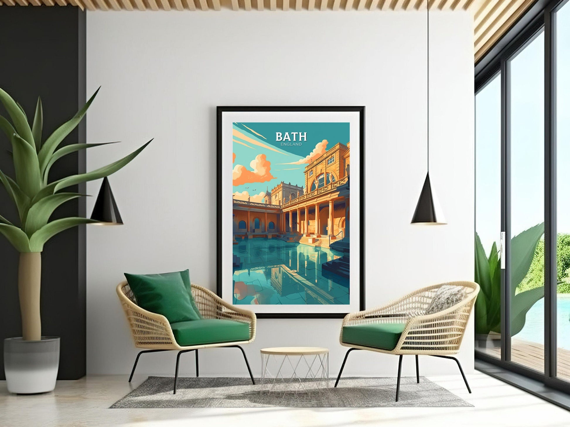 Bath Travel Print | Bath Poster | Bath England Illustration | Bath UK Wall Art | Roman baths Print | City Poster | City Illustration ID 114