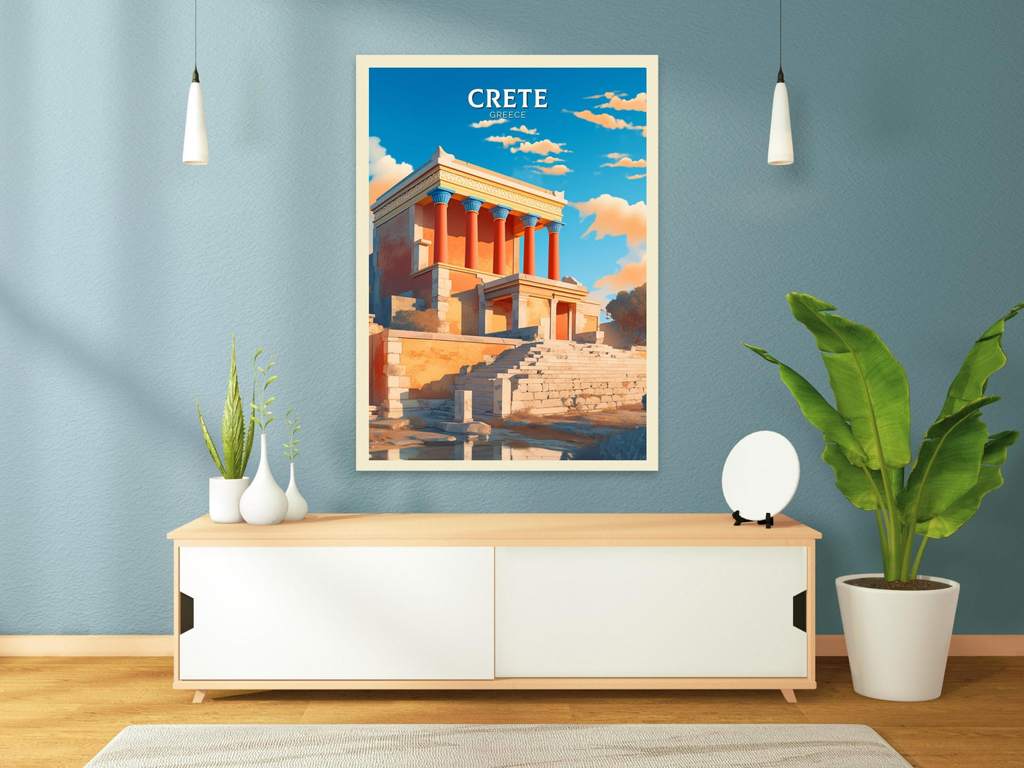 Crete Travel Print | Crete Poster | Crete Island Illustration | Knossos Palace Crete Wall Art | Ancient Greece Print | City Poster ID 116