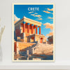 Crete Travel Print | Crete Poster | Crete Island Illustration | Knossos Palace Crete Wall Art | Ancient Greece Print | City Poster ID 116