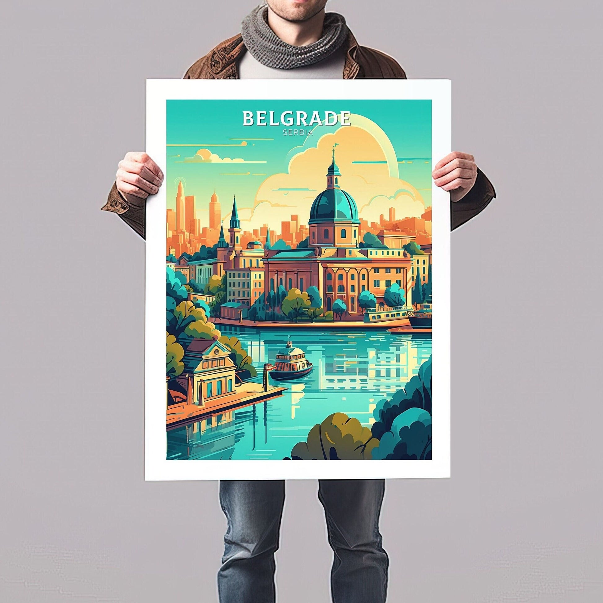 Belgrade Poster | Belgrade Print| Belgrade Illustration | Belgrade Painting | Belgrade Wall Art | Belgrade Minimalist Landscape | ID 070