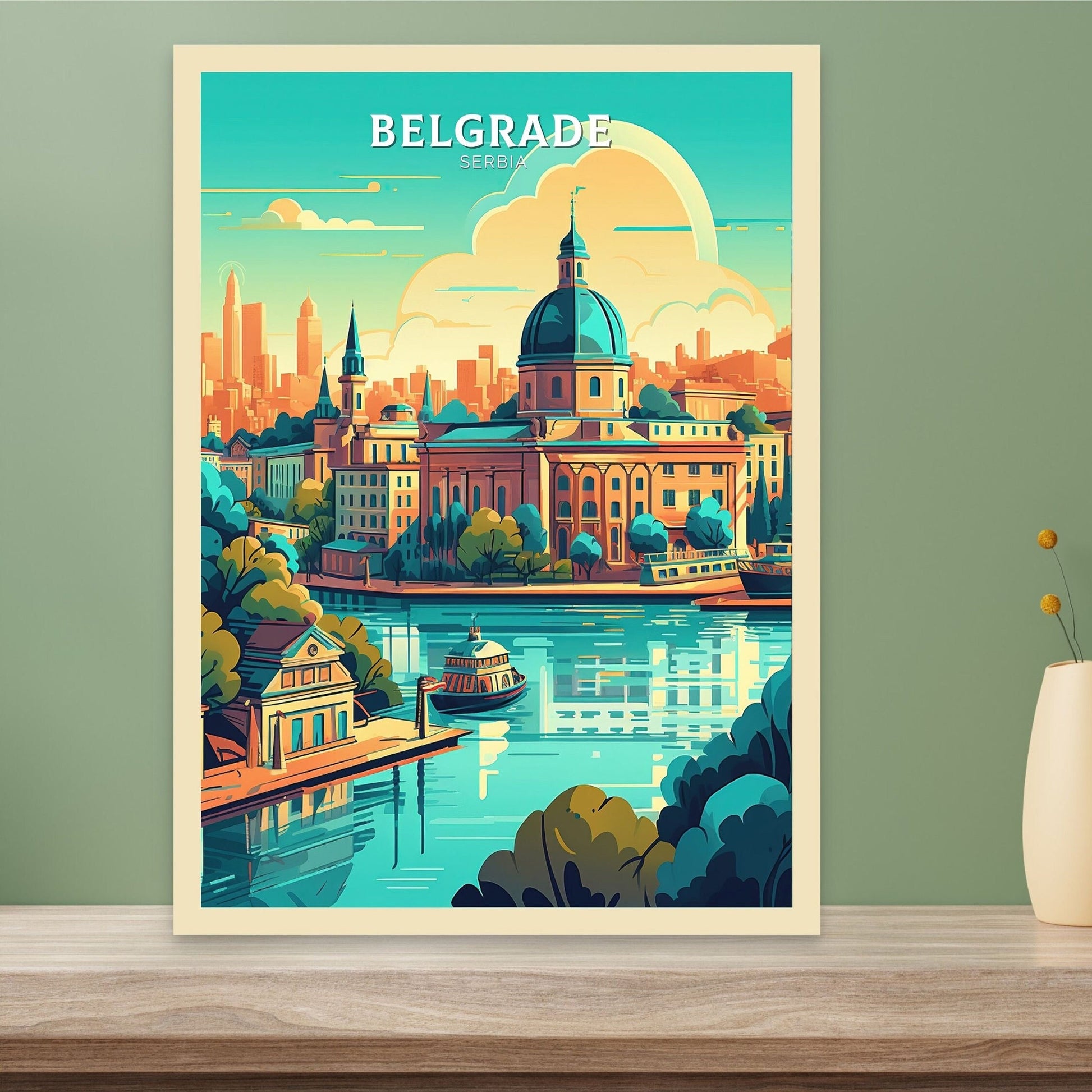 Belgrade Poster | Belgrade Print| Belgrade Illustration | Belgrade Painting | Belgrade Wall Art | Belgrade Minimalist Landscape | ID 070