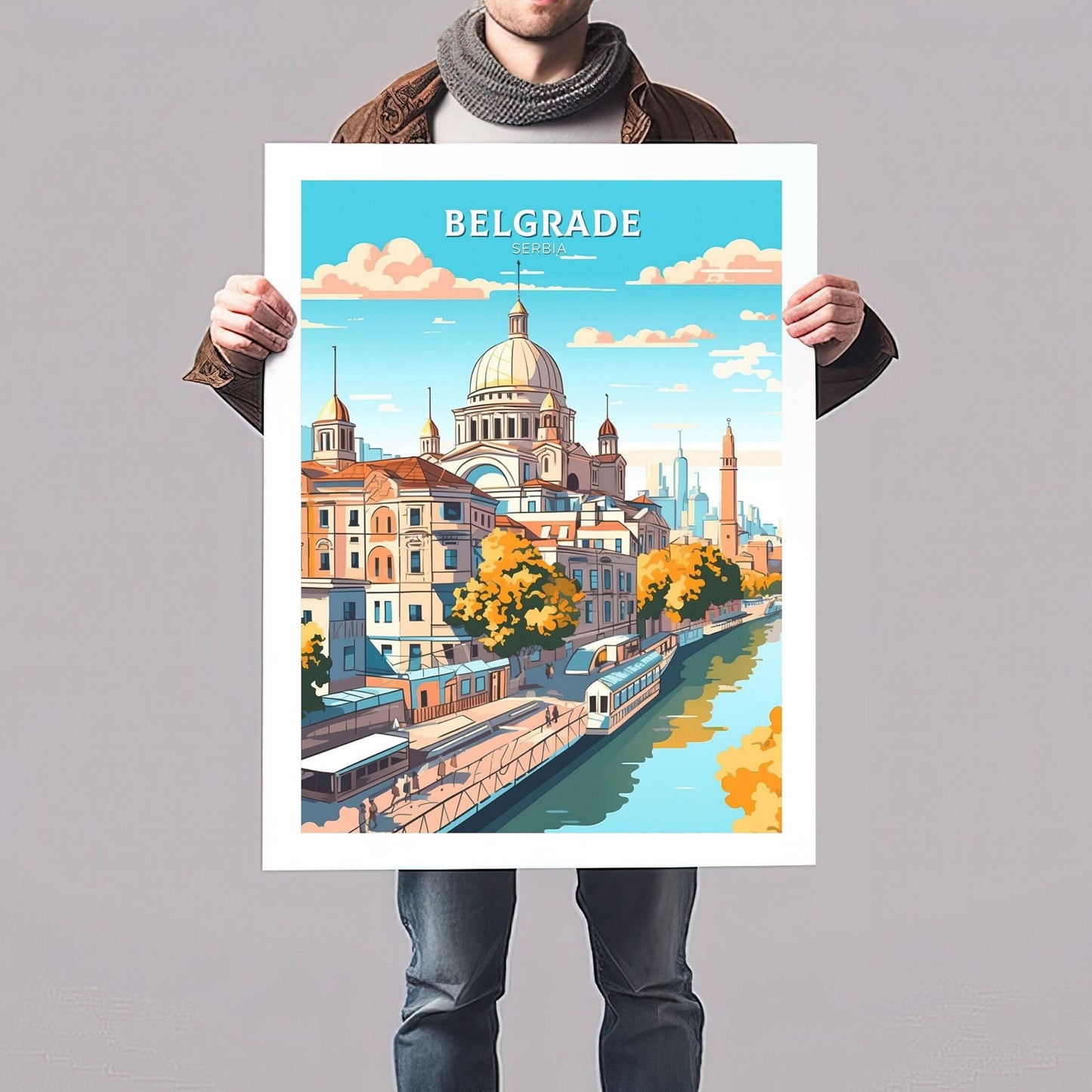 Belgrade Print | Belgrade Poster| Belgrade Illustration | Belgrade Painting | Belgrade Wall Art | Belgrade Minimalist Landscape | ID 071