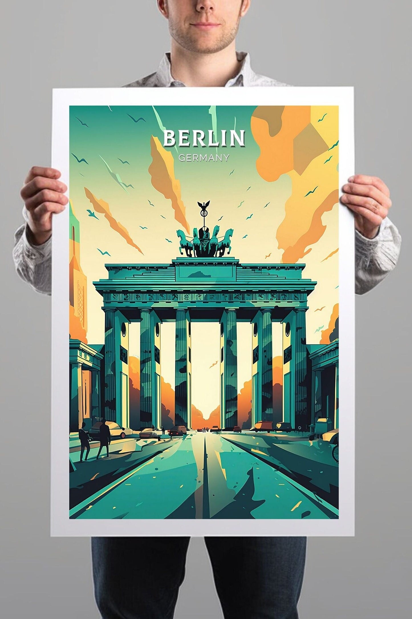 Berlin Poster | Berlin Illustration | Berlin Wall Art | The Brandenburg Gate | Berlin Print | Germany Poster Design | Berlin Poster | ID 072