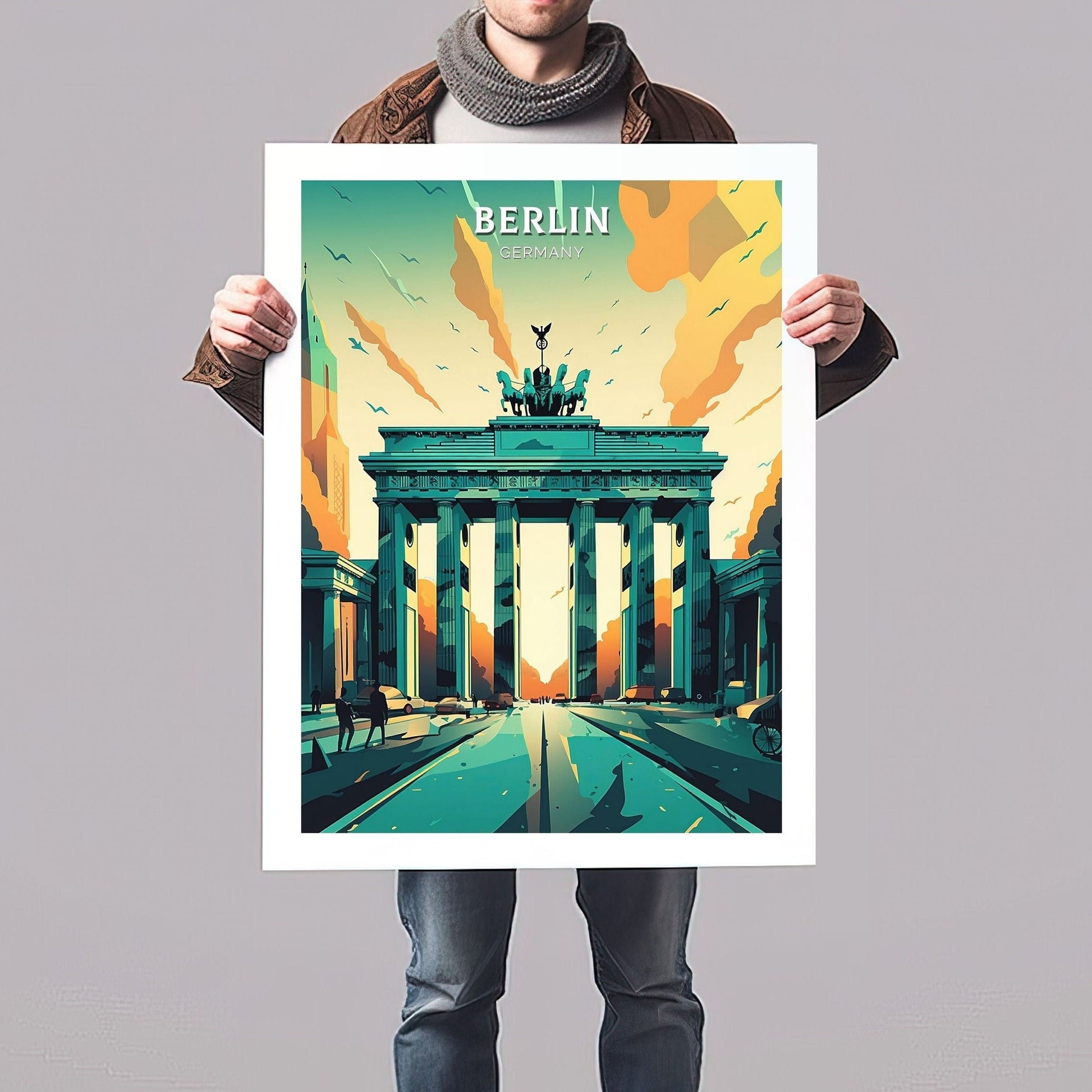 Berlin Poster | Berlin Illustration | Berlin Wall Art | The Brandenburg Gate | Berlin Print | Germany Poster Design | Berlin Poster | ID 072