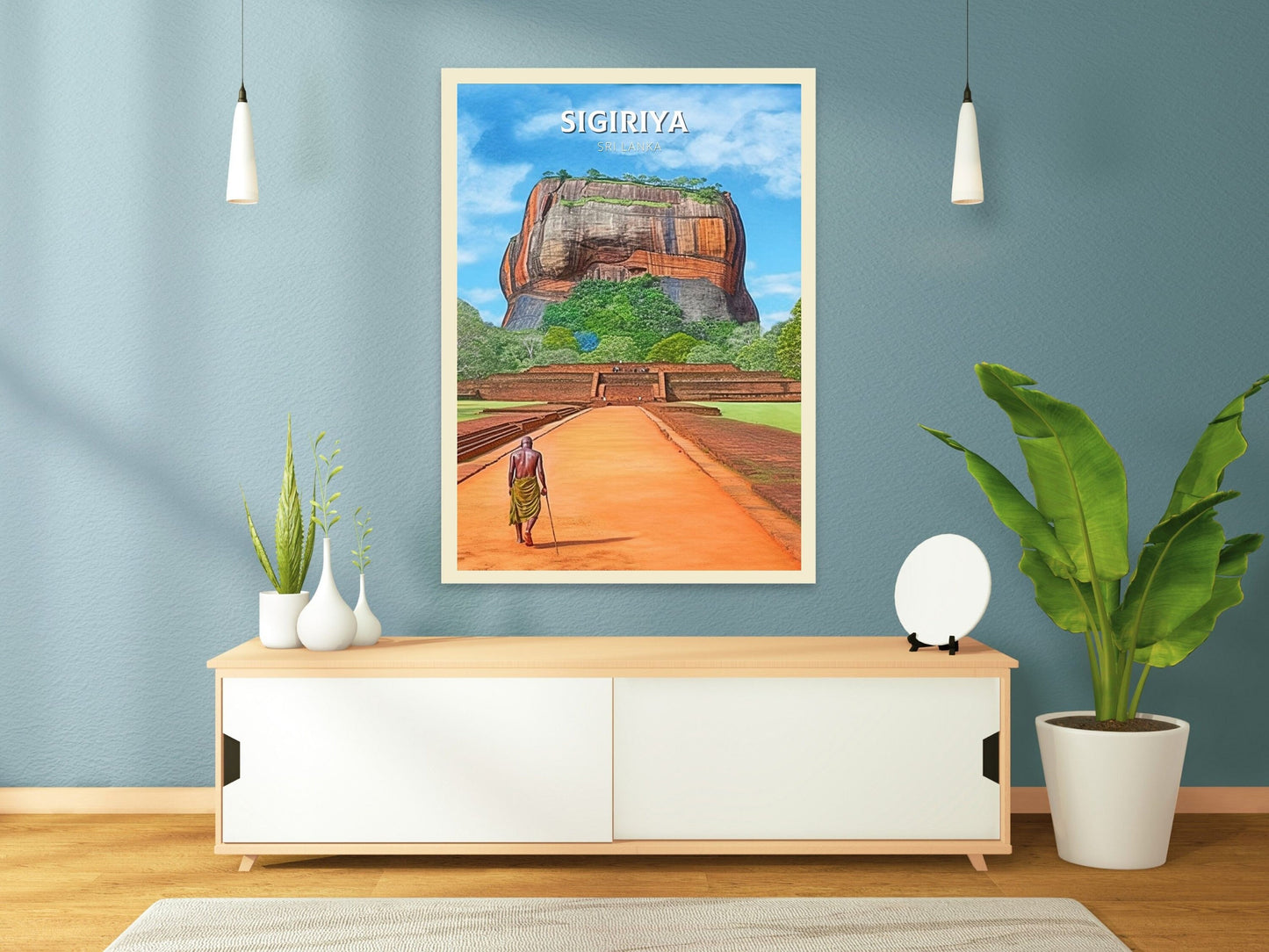 Sigiriya Travel Print | Sigiriya Rock Illustration | Sigiriya Wall Art | Sri Lanka Print | Sigiriya Print| Sri Lanka Painting | ID 019